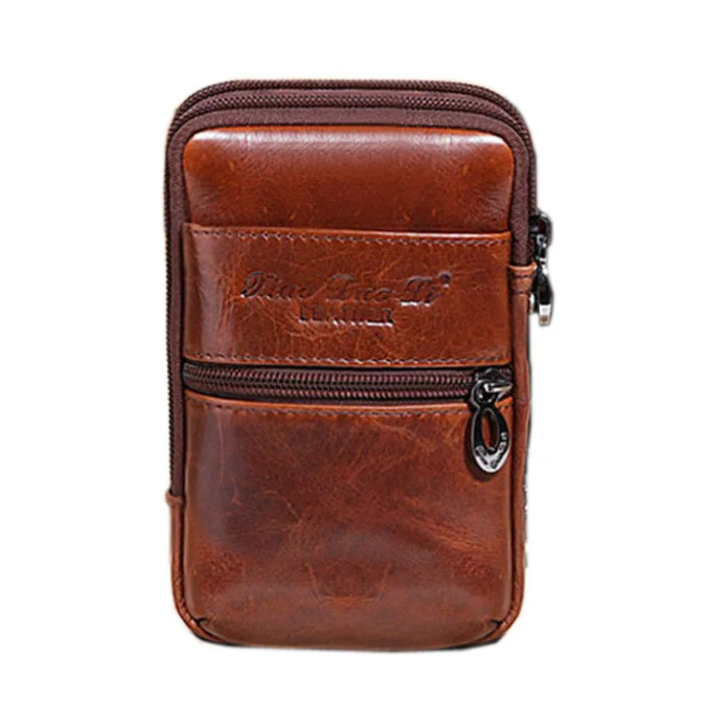 Xieben Borsa da cintura in pelle per cellulare, Colore Caffè - immagine 1