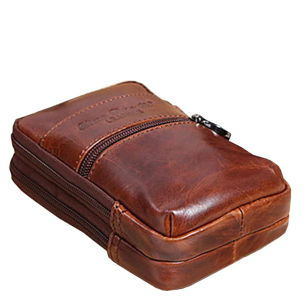 Xieben Borsa da cintura in pelle per cellulare, Colore Caffè - immagine 3