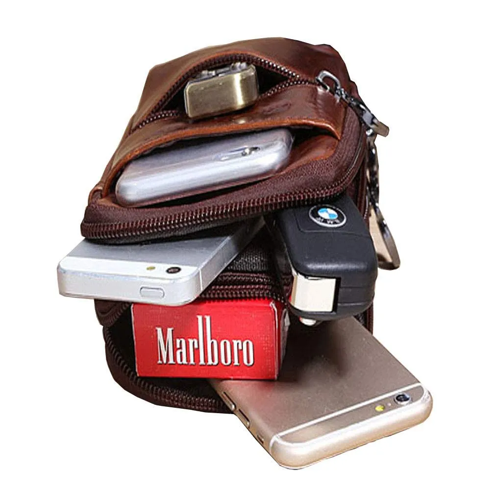 Xieben Borsa da cintura in pelle per cellulare, Colore Caffè - immagine 5