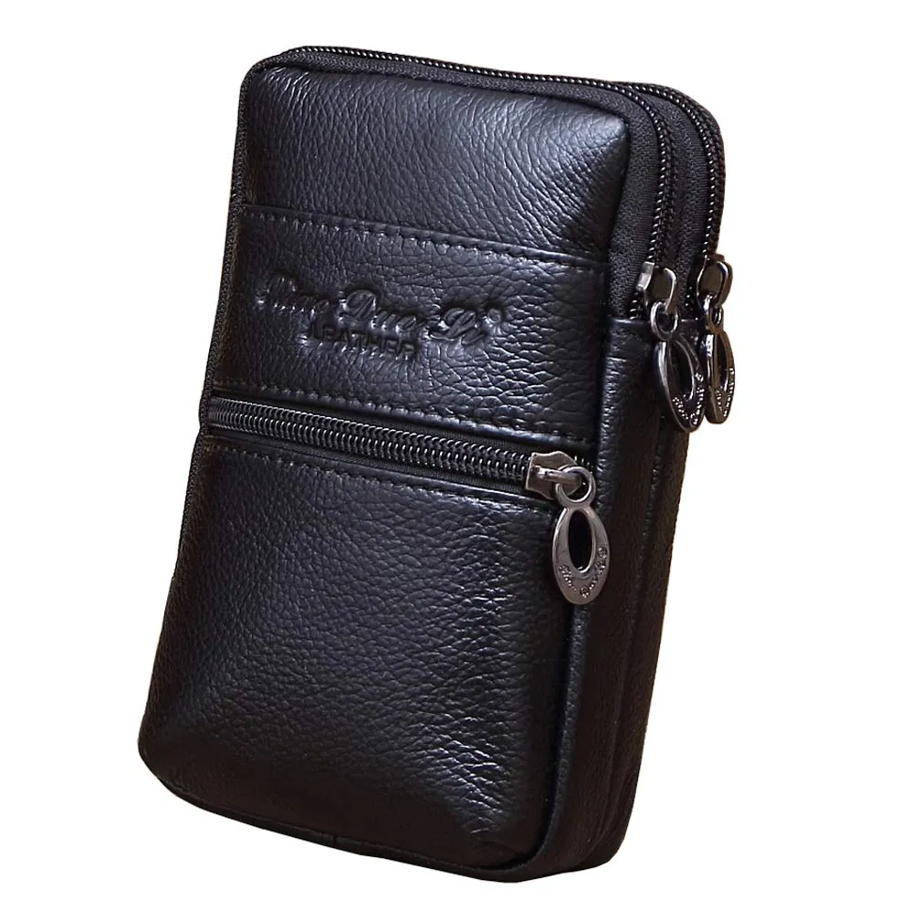 Xieben Borsa da cintura in pelle per cellulare, Nero - immagine 2
