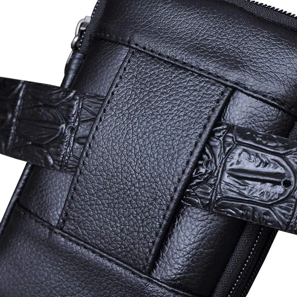 Xieben Borsa da cintura in pelle per cellulare, Nero - immagine 4