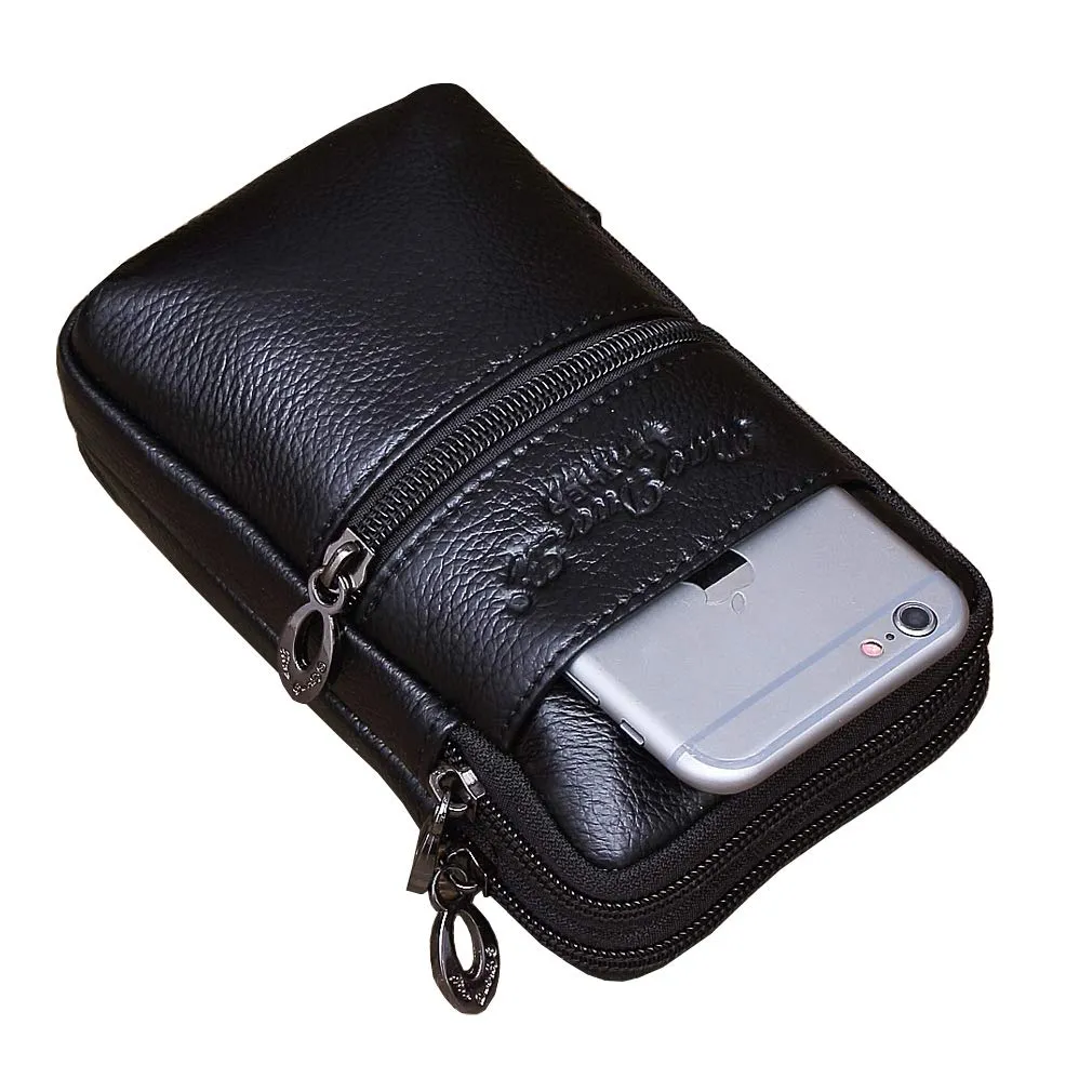 Xieben Borsa da cintura in pelle per cellulare, Nero - immagine 6