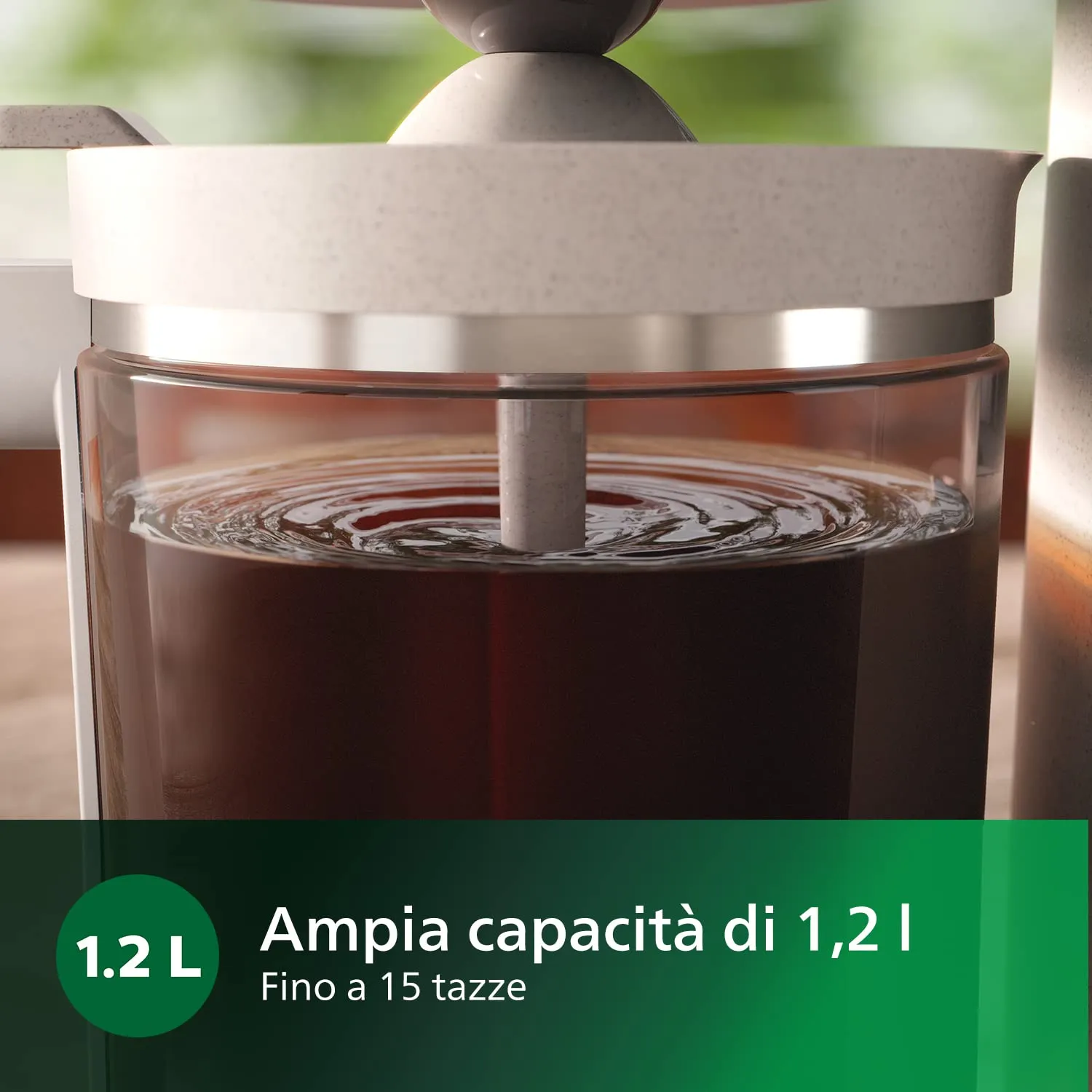 Philips Macchina da Caffè Americano Eco Conscious Edition, Caraffa in Vetro 1,2 lt, 15 Tazze, Bianco Satinato (HD5120/00) - immagine 5