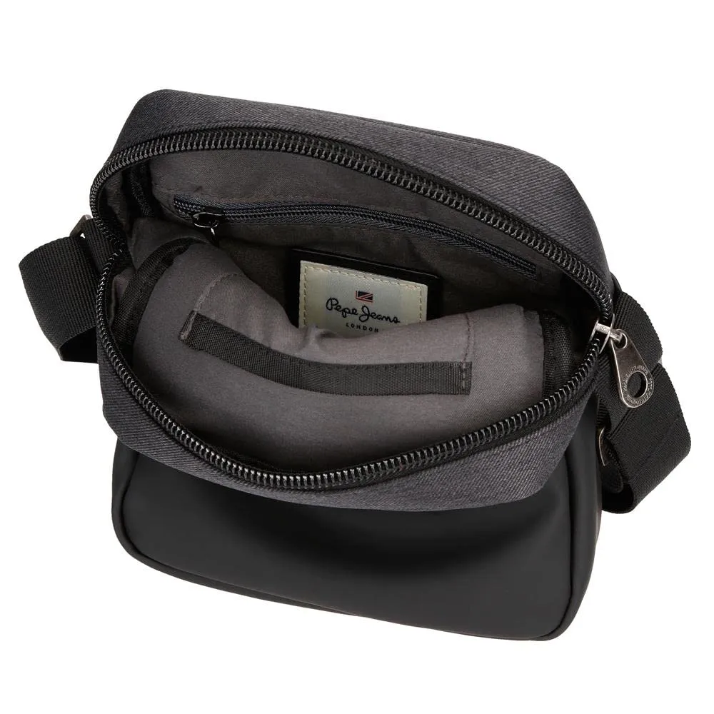 Pepe Jeans Jarvis Tracolla Nero, 17 x 22 x 6 cm, Poliestere e Finta Pelle - immagine 2