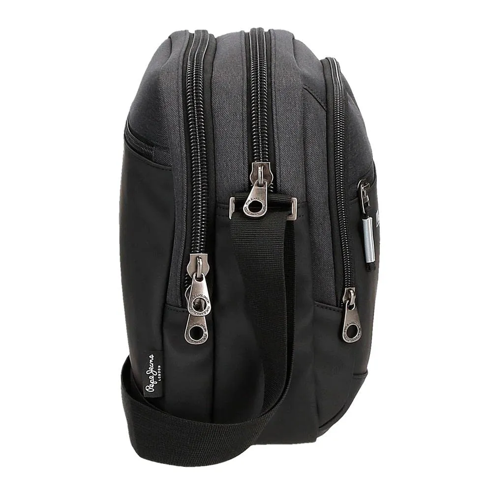 Pepe Jeans Jarvis Tracolla Porta Tablet Nero, Poliestere e Finta Pelle, 22x27x8 cm - immagine 3