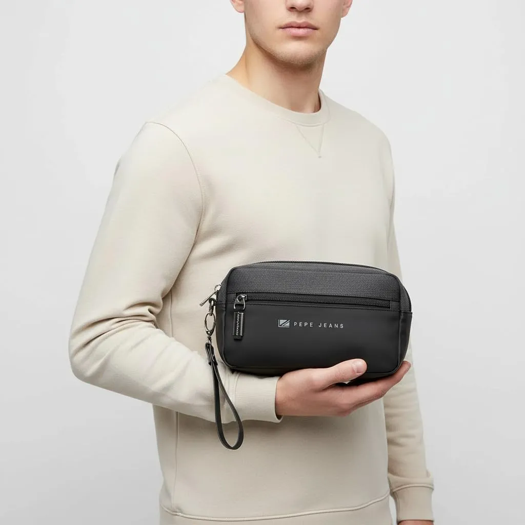 Pepe Jeans Jarvis Borsa a mano Nero, 24,5 x 15 x 6 cm, Poliestere e Finta Pelle - immagine 2