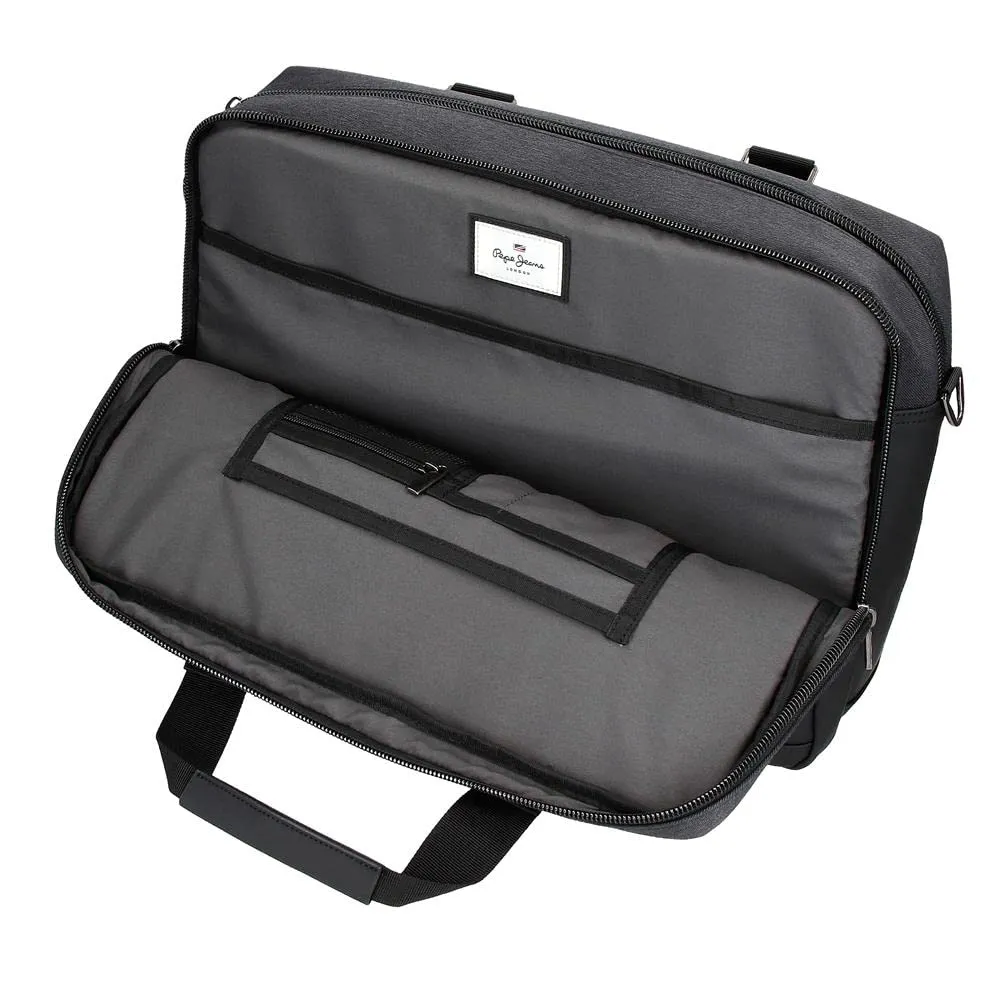 Pepe Jeans Jarvis Cartella per portatile doppio scomparto regolabile, Nero, 40 x 30 x 11 cm, Poliestere e finta pelle - immagine 5