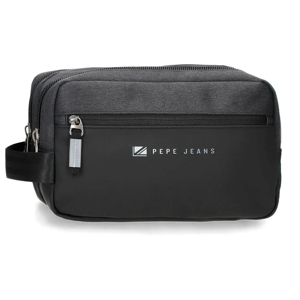 Pepe Jeans Jarvis Men's Travel Toiletry Bag, Black, 26x16x12 cm - immagine 1