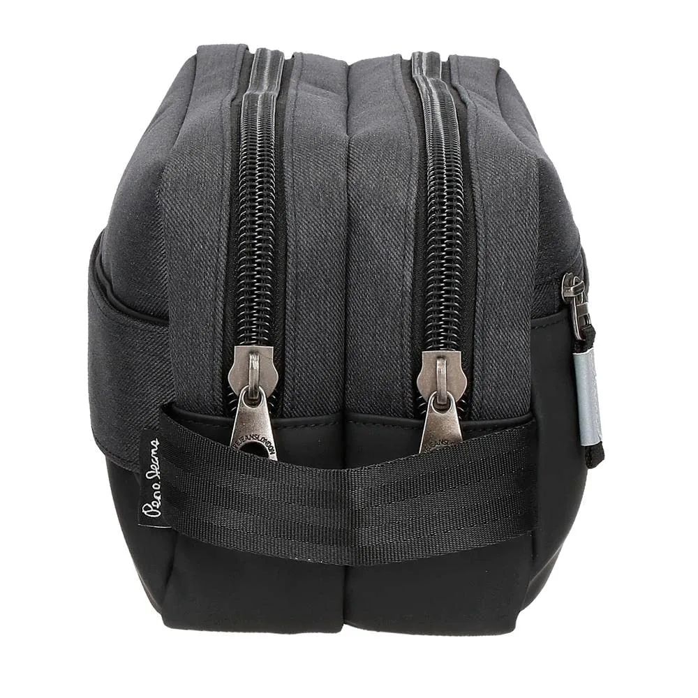 Pepe Jeans Jarvis Men's Travel Toiletry Bag, Black, 26x16x12 cm - immagine 2