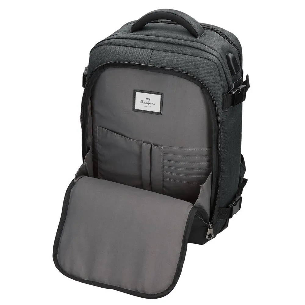 Pepe Jeans Jarvis Valigia da Cabina, 25 x 40 x 17 cm, Finta Pelle e Poliestere, Verde - immagine 7