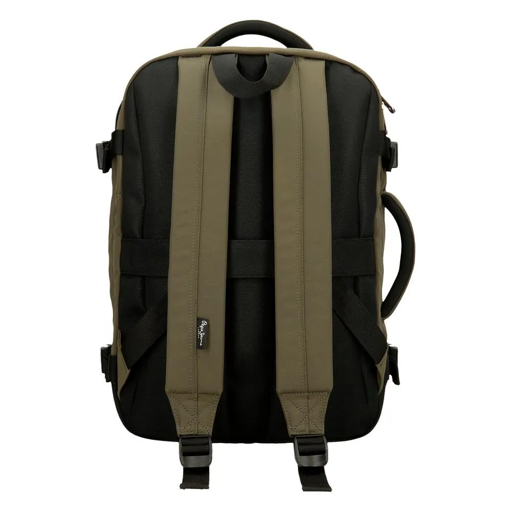 Pepe Jeans Jarvis Zaino da cabina, 25 x 40 x 17 cm, ecopelle e poliestere, verde scuro - immagine 3