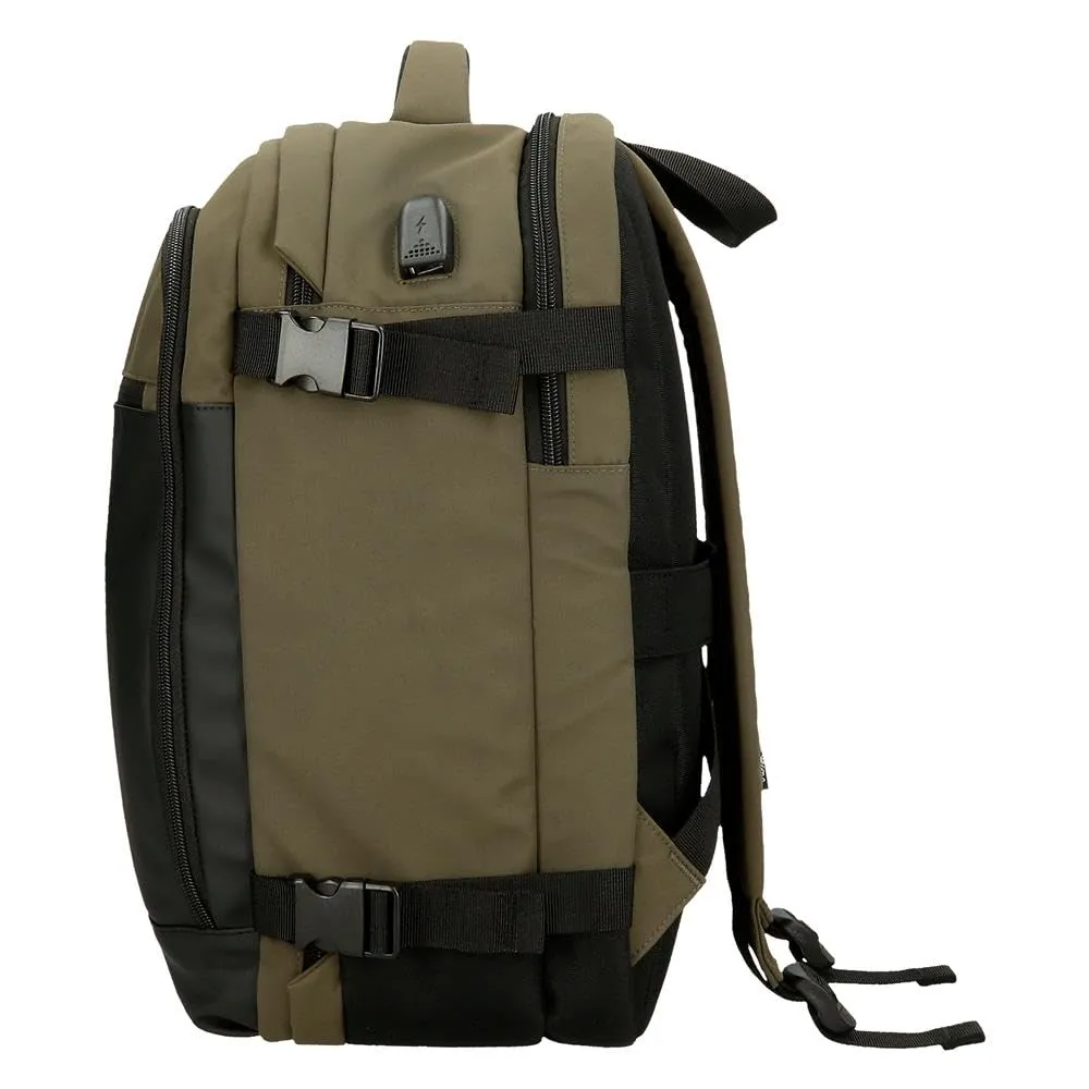 Pepe Jeans Jarvis Zaino da cabina, 25 x 40 x 17 cm, ecopelle e poliestere, verde scuro - immagine 4