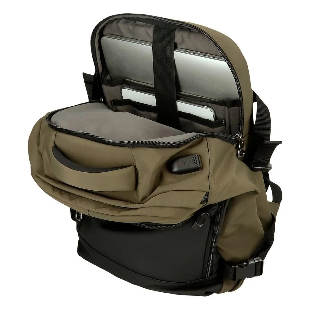 Pepe Jeans Jarvis Zaino da cabina, 25 x 40 x 17 cm, ecopelle e poliestere, verde scuro - immagine 5