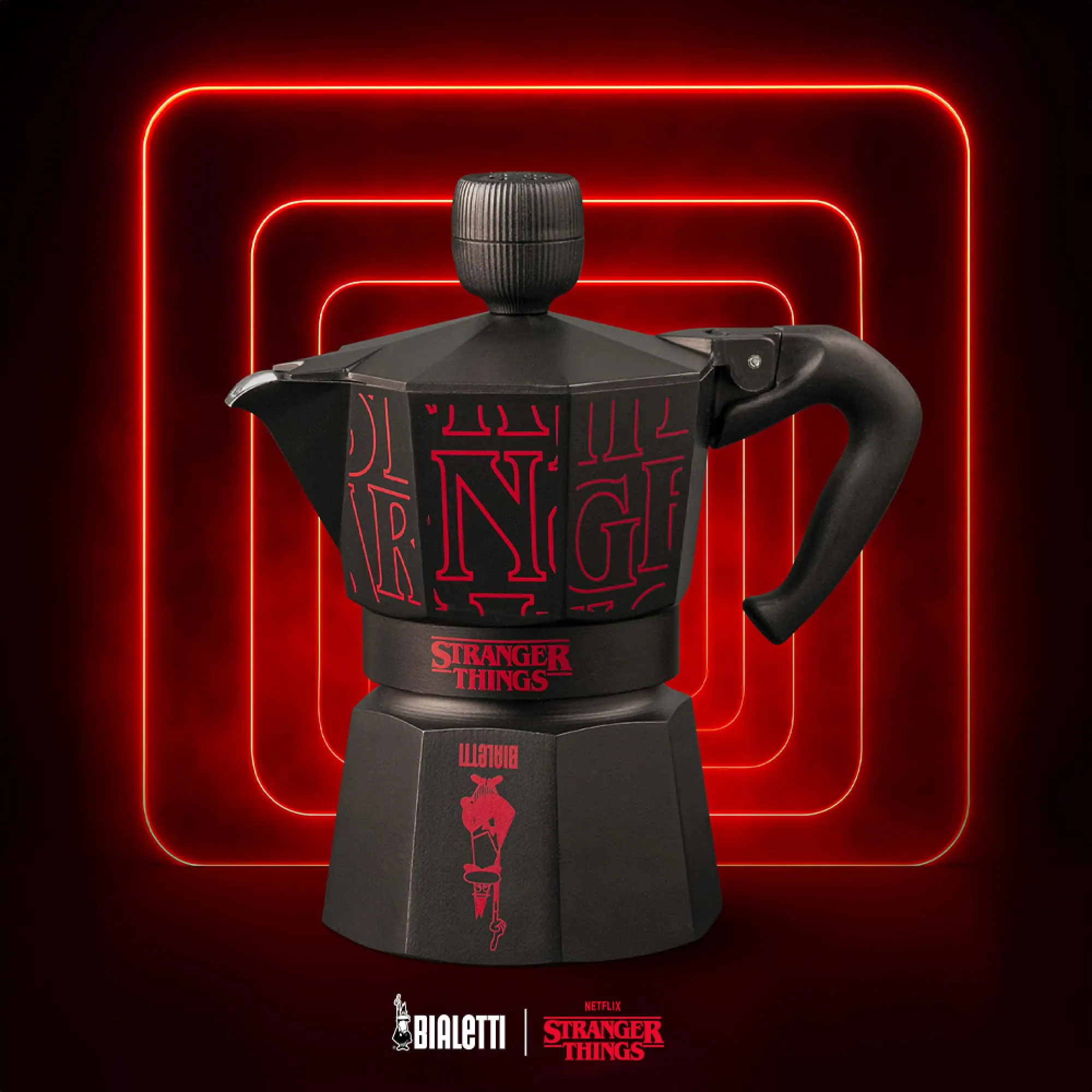 Bialetti Moka Express Stranger Things, Pomolo Musicale USB-C, 3 Tazze (130ml), Nero - immagine 4