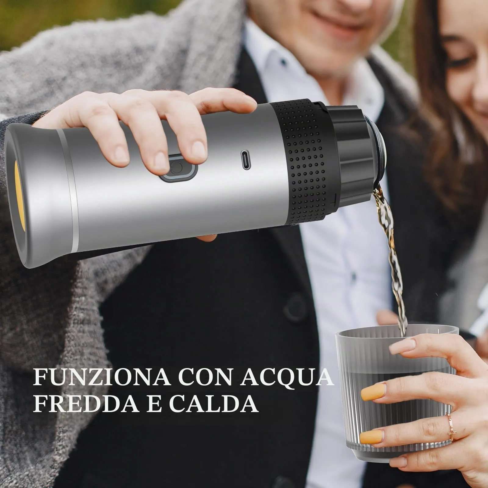 Vunzo Macchina per caffè espresso elettrica portatile, riscaldamento USB-C, 2-in-1 per capsule e caffè macinato, KFJ - immagine 5
