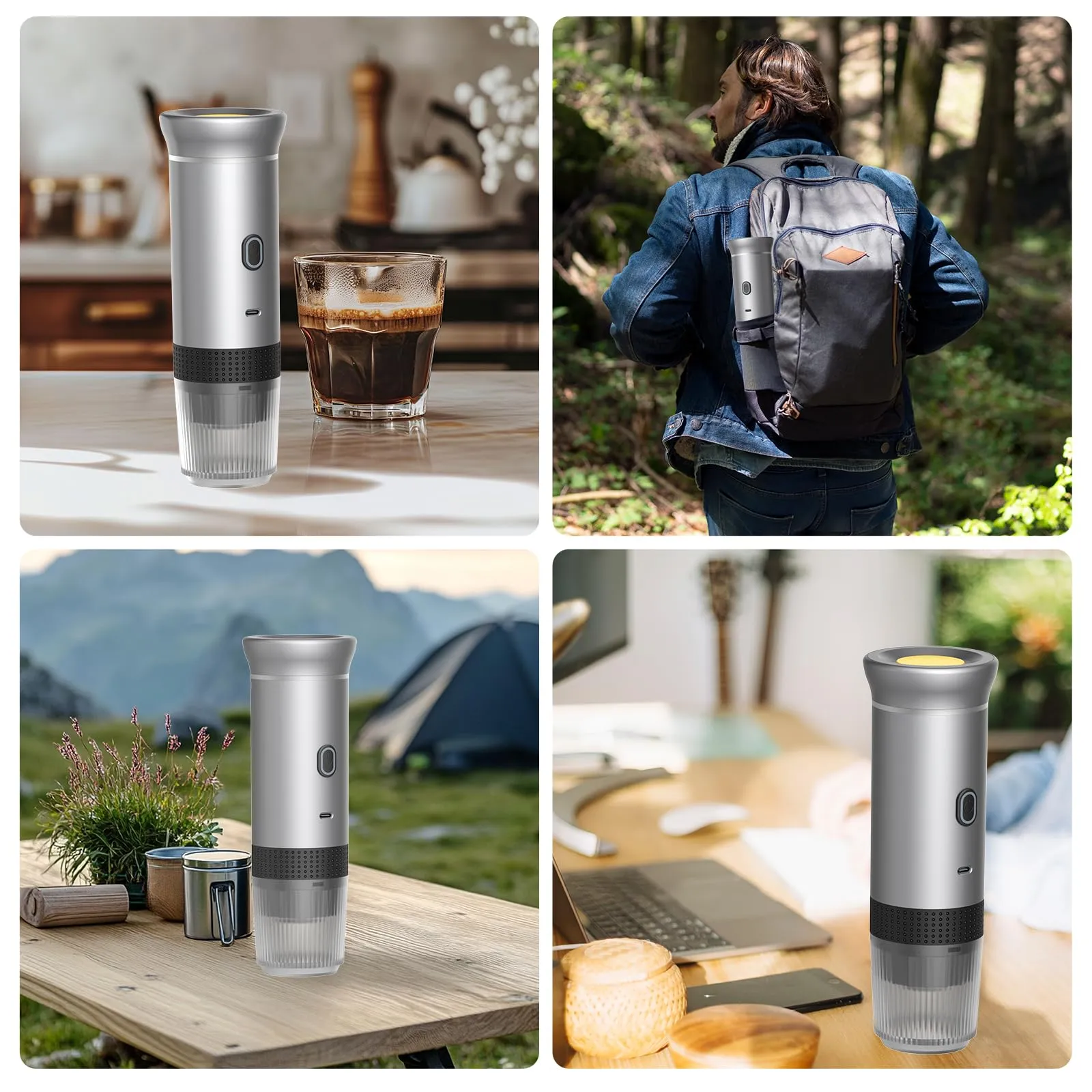 Vunzo Macchina per caffè espresso elettrica portatile, riscaldamento USB-C, 2-in-1 per capsule e caffè macinato, KFJ - immagine 7