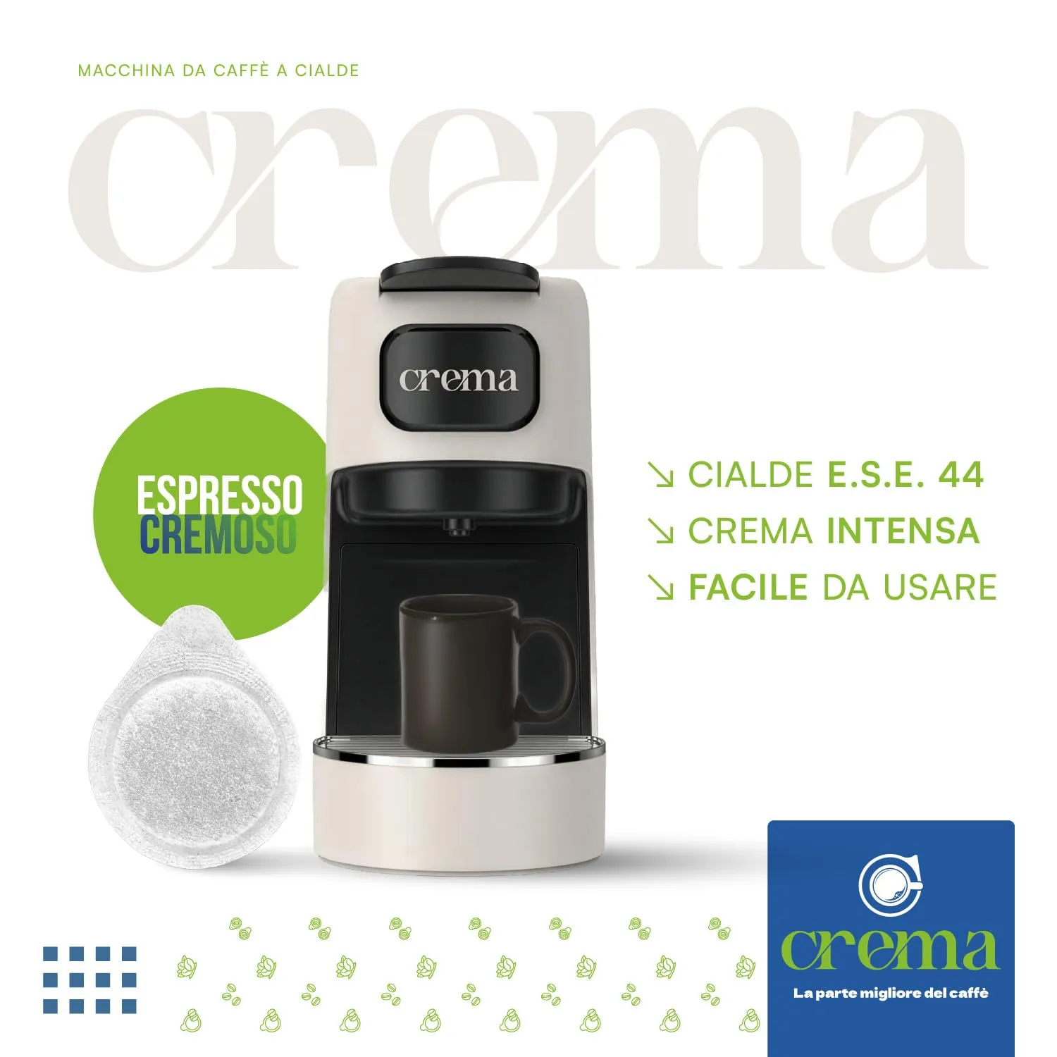 ELETTROFIX Macchina Caffè Cialde E.S.E., Serbatoio 1.2L, Spegnimento Automatico, Vassoio Regolabile - Beige - immagine 4