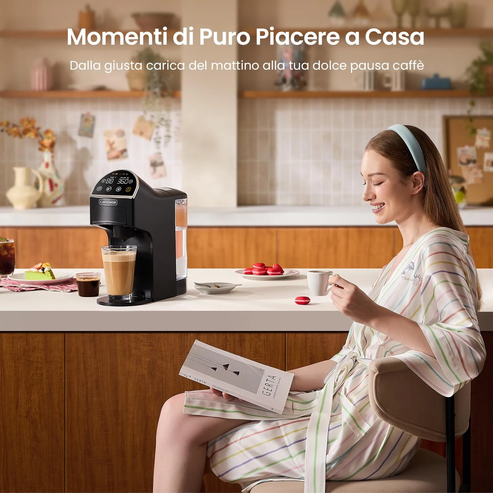 CAPXSNOB Magician2 Macchina da Caffè Multicapsula 5 in 1 per Nespresso, Dolce Gusto, Lavazza A Modo Mio, Cialde ESE 44 e Macinato, Touch LED, 20 Bar, 1,2L - immagine 7