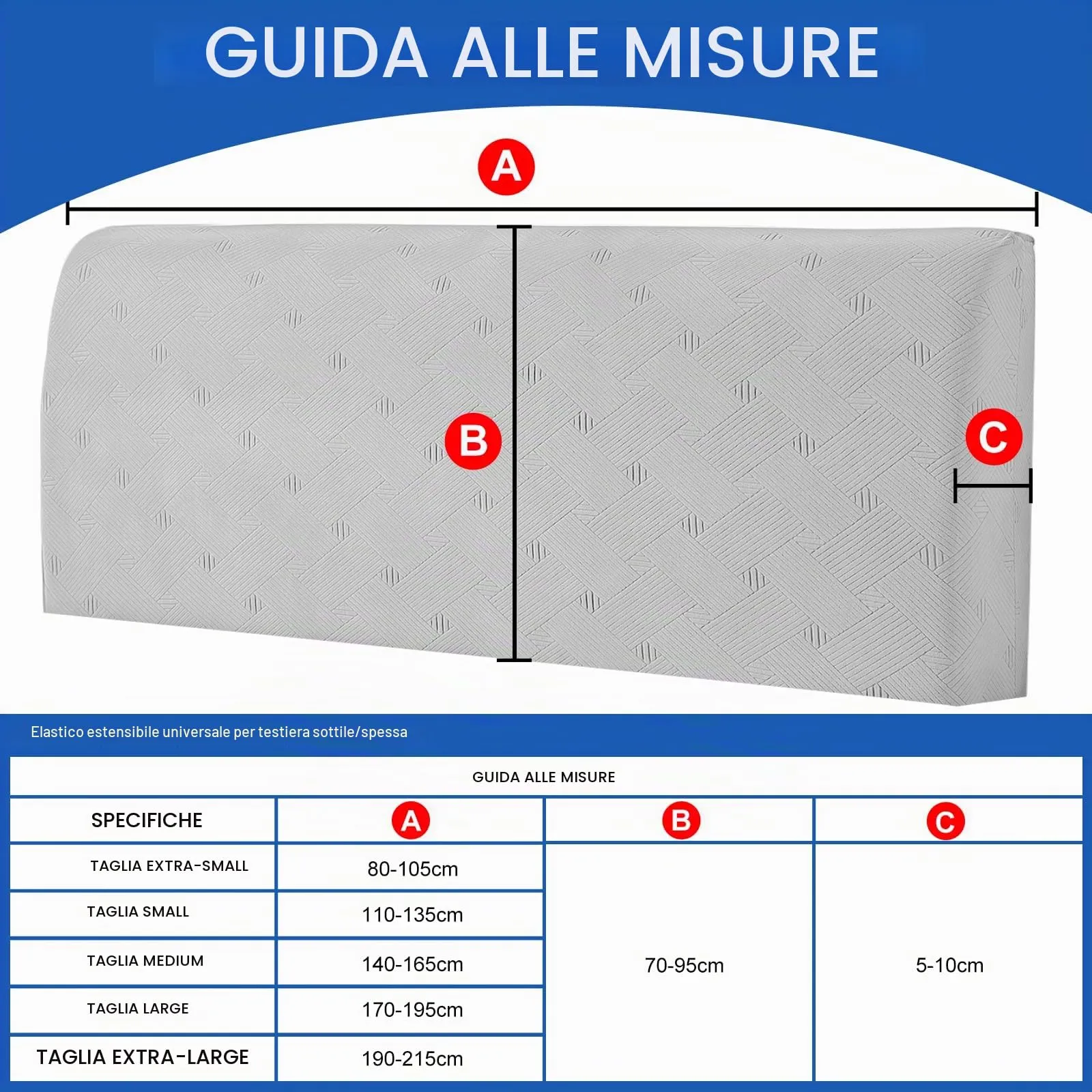 Ystyle Copri Testiera Letto Elasticizzata, 120cm, Grigio Argento - immagine 3