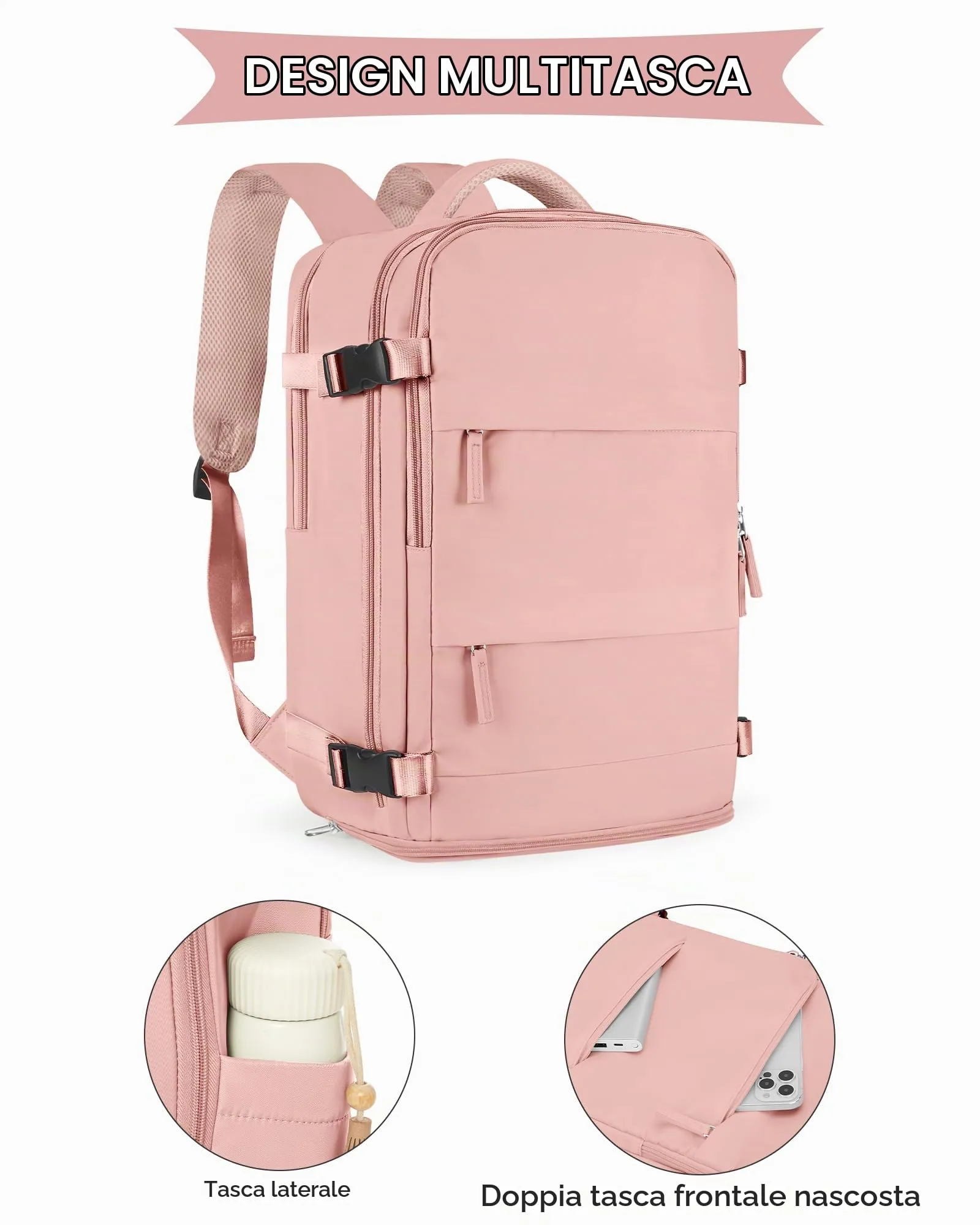 SZLX Zaino da Viaggio 40x30x20 per Ryanair e Wizzair, Impermeabile, con Scomparto per Laptop 14 Pollici e Scomparto per Scarpe - immagine 6