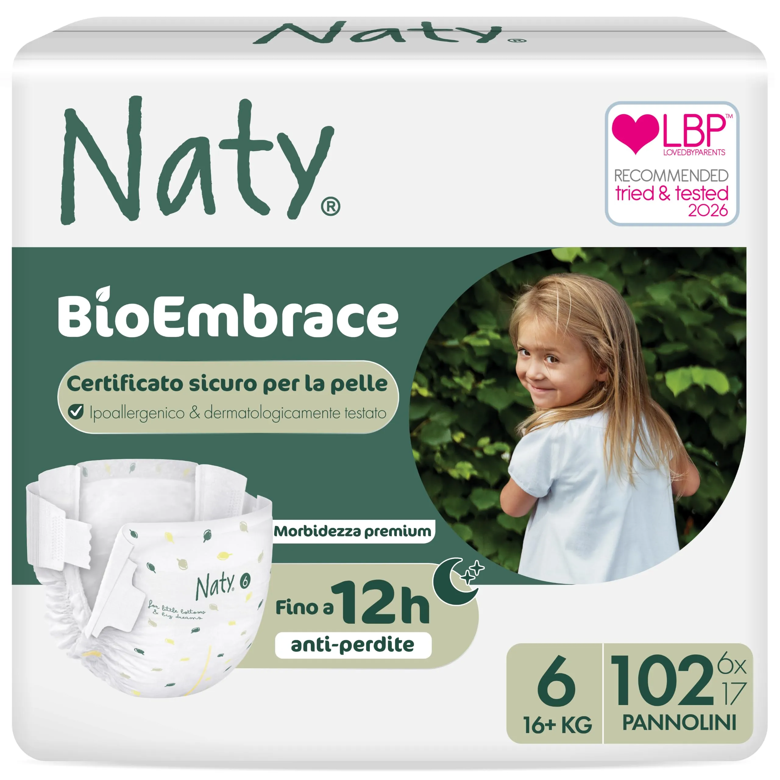 Naty BioEmbrace Pannolini Taglia 6 (16+kg), 102 pezzi - immagine 1