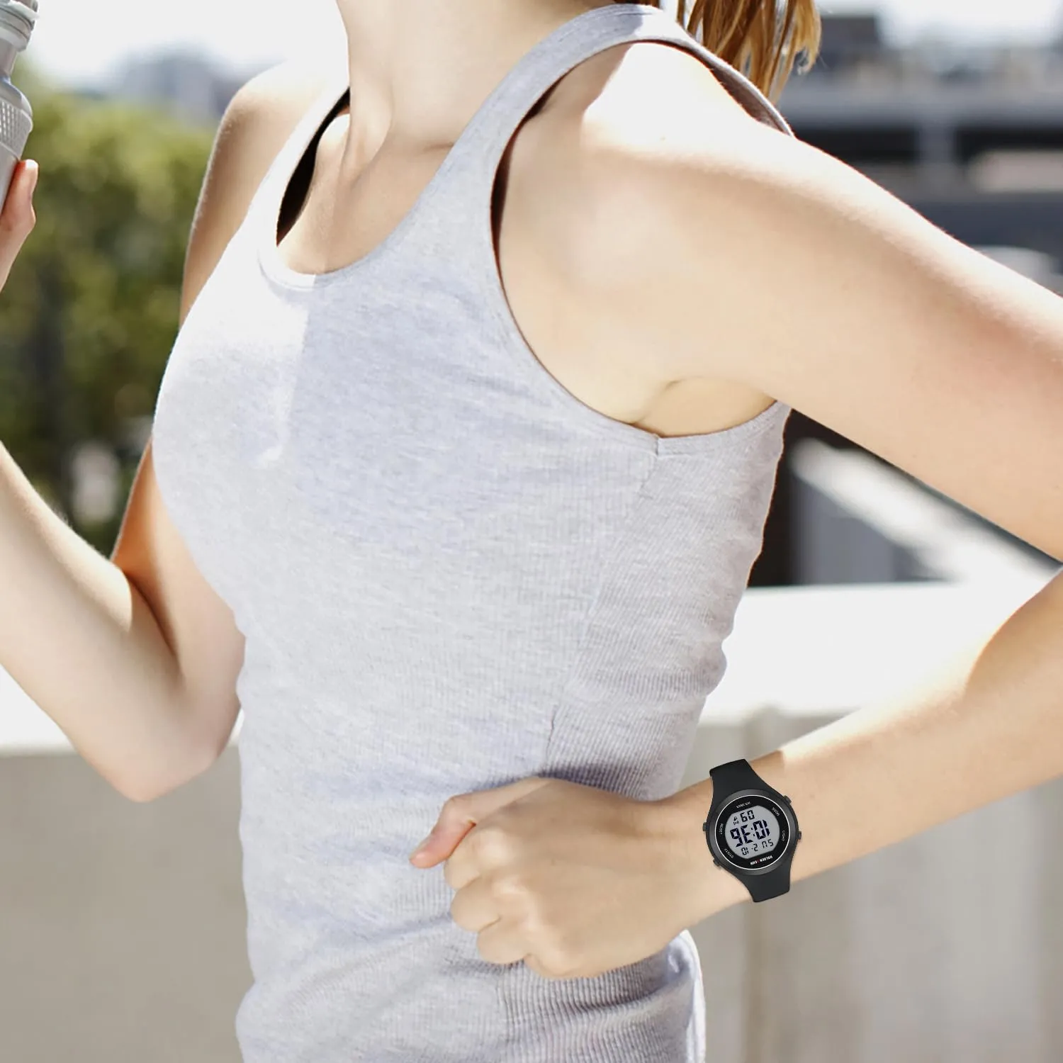 GOLDEN HOUR Orologio Digitale Donna GH-1317, Resistente all'Acqua 50M, Sportivo con Cronometro e Sveglia, Cinturino in Silicone - immagine 7