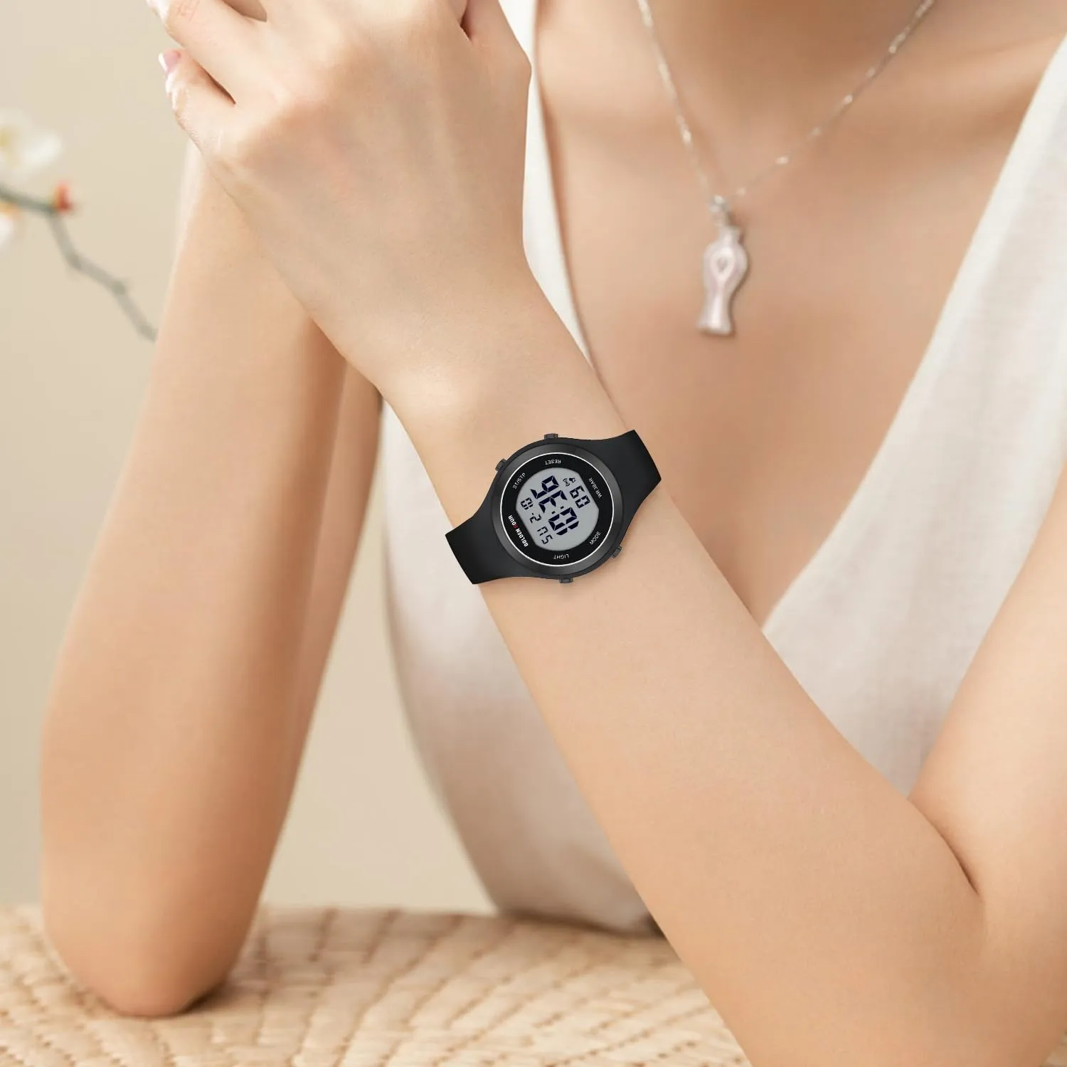 GOLDEN HOUR Orologio Digitale Donna GH-1317, Resistente all'Acqua 50M, Sportivo con Cronometro e Sveglia, Cinturino in Silicone - immagine 8