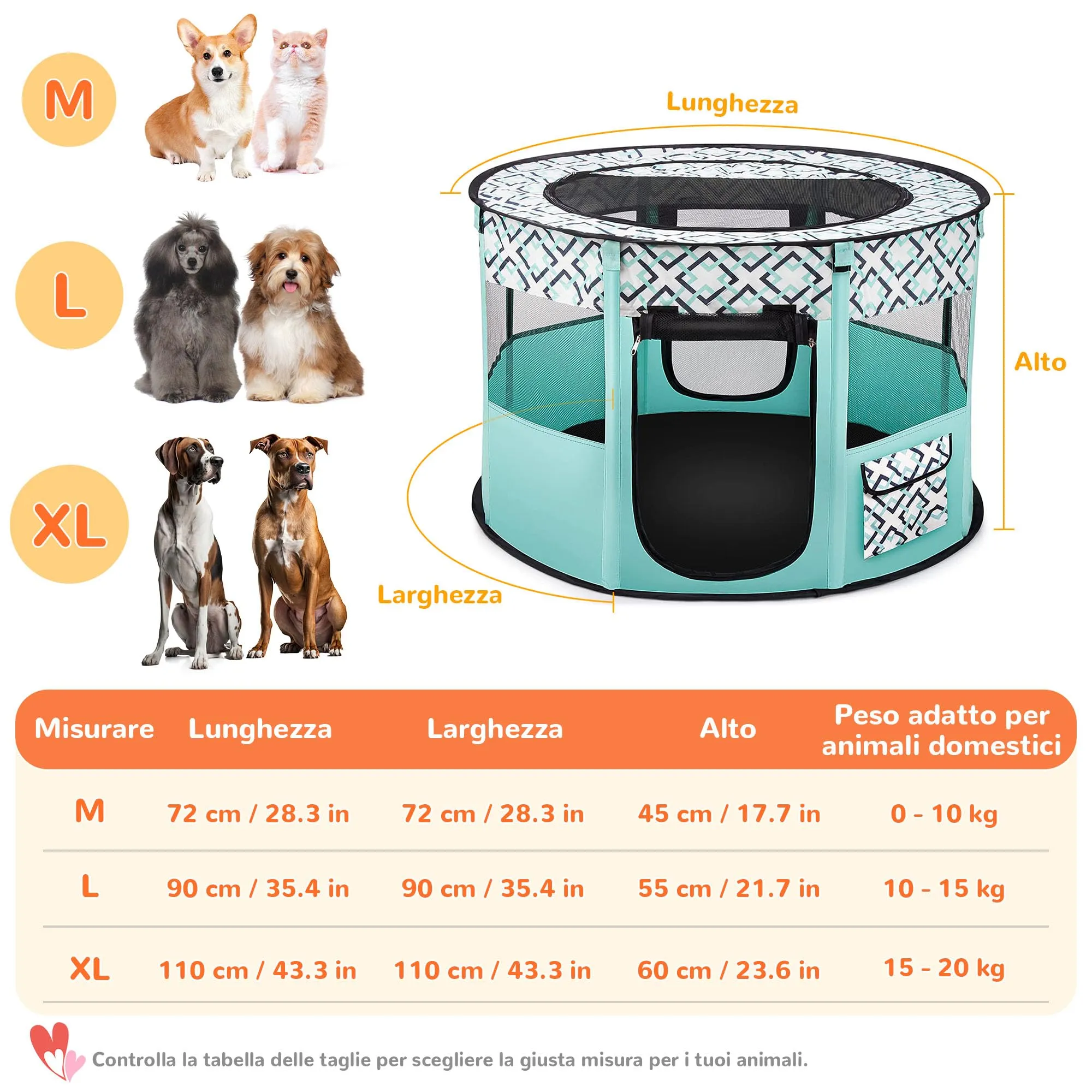 ALLSOPETS Recinto per Cani da Interno Pieghevole, Verde, L - immagine 6