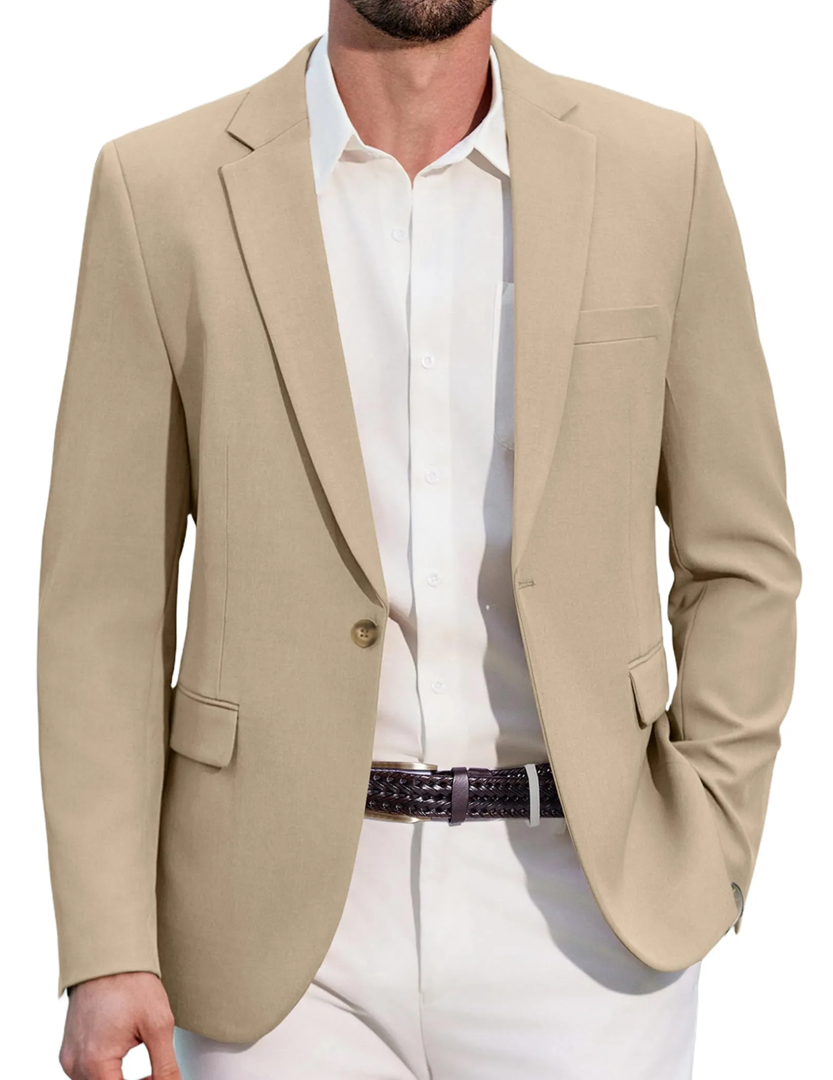 COOFANDY Giacca Blazer da Uomo Sportiva Casual Kaki M - immagine 1