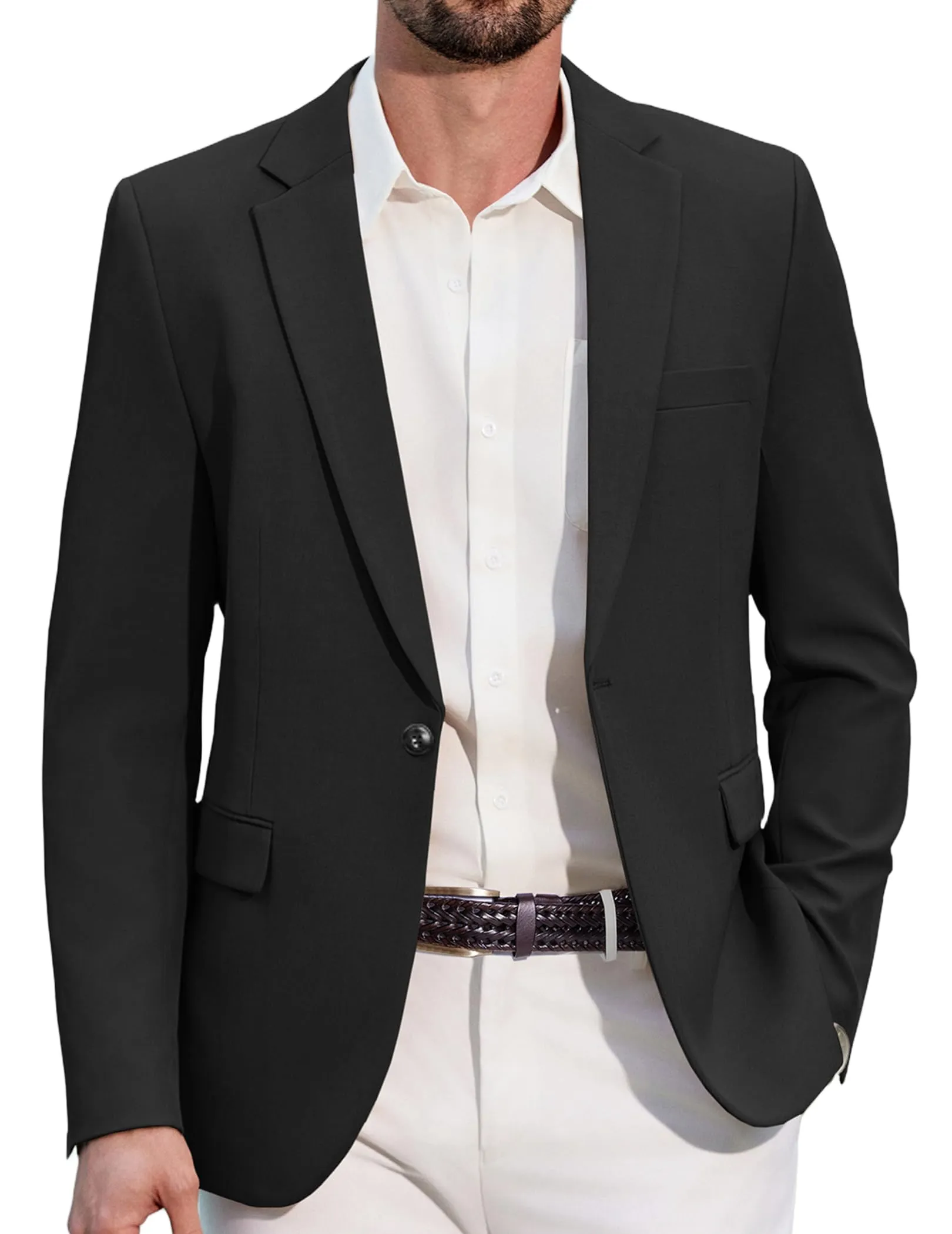 COOFANDY Giacca Blazer Sportiva Casual da Uomo, Nero, XL - immagine 1