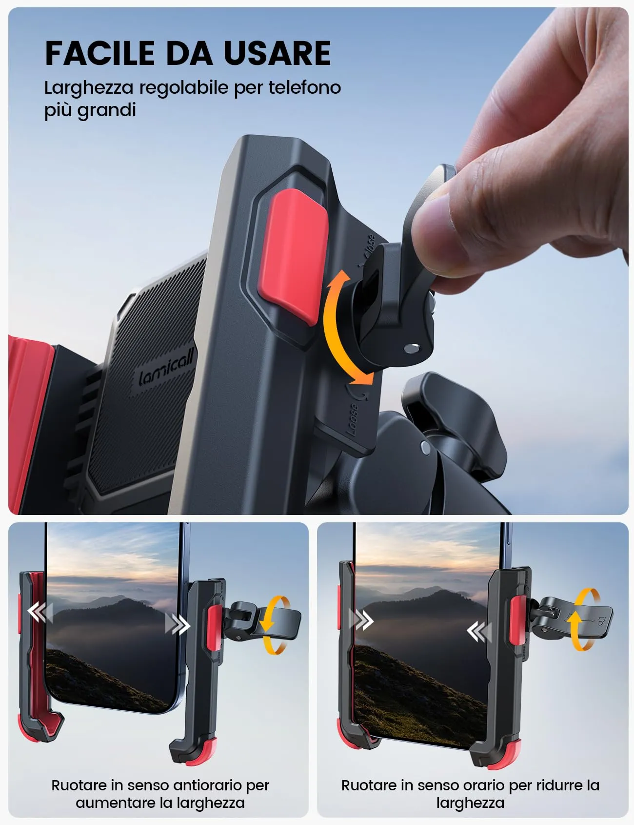 Lamicall Supporto Telefono Bicicletta BP12-EU-RD - immagine 4