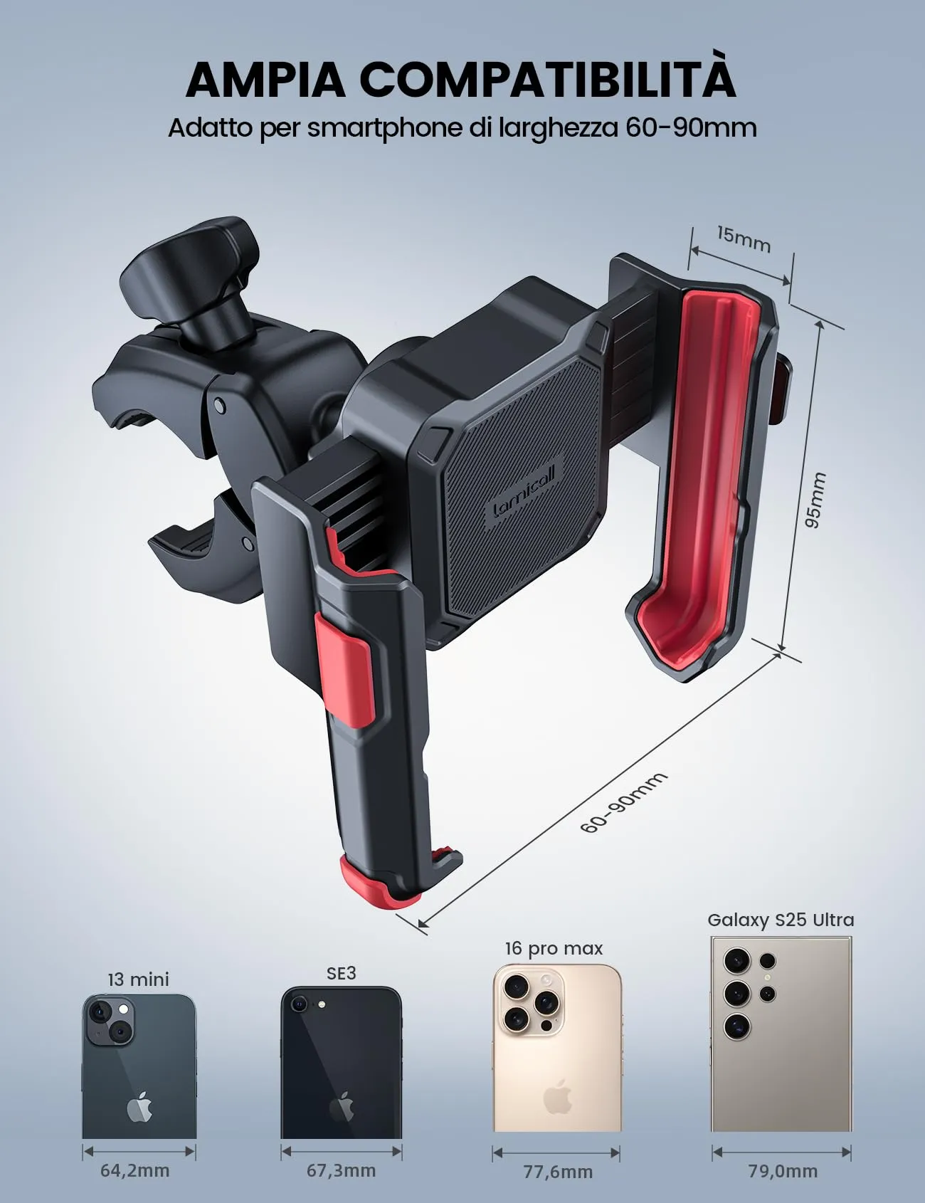 Lamicall Supporto Telefono Bicicletta BP12-EU-RD - immagine 5