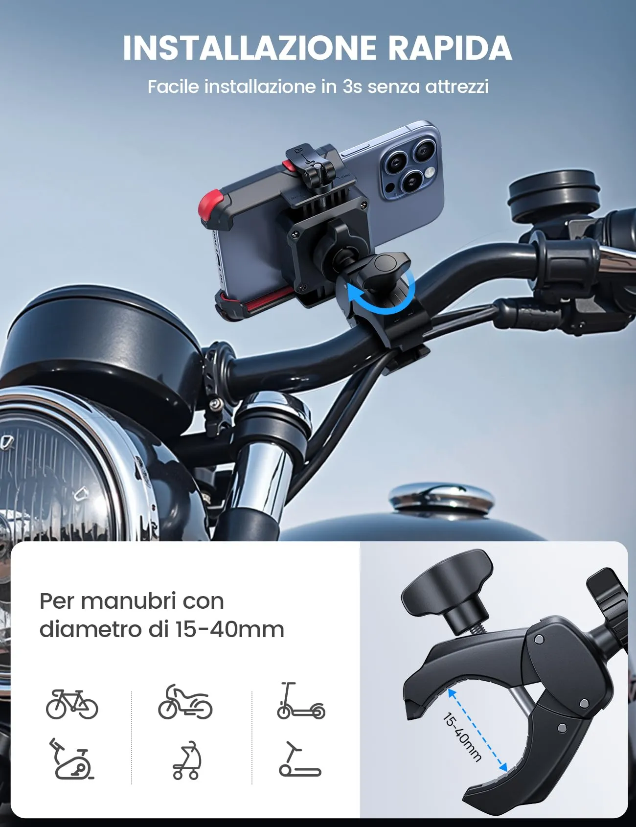 Lamicall Supporto Telefono Bicicletta BP12-EU-RD - immagine 6