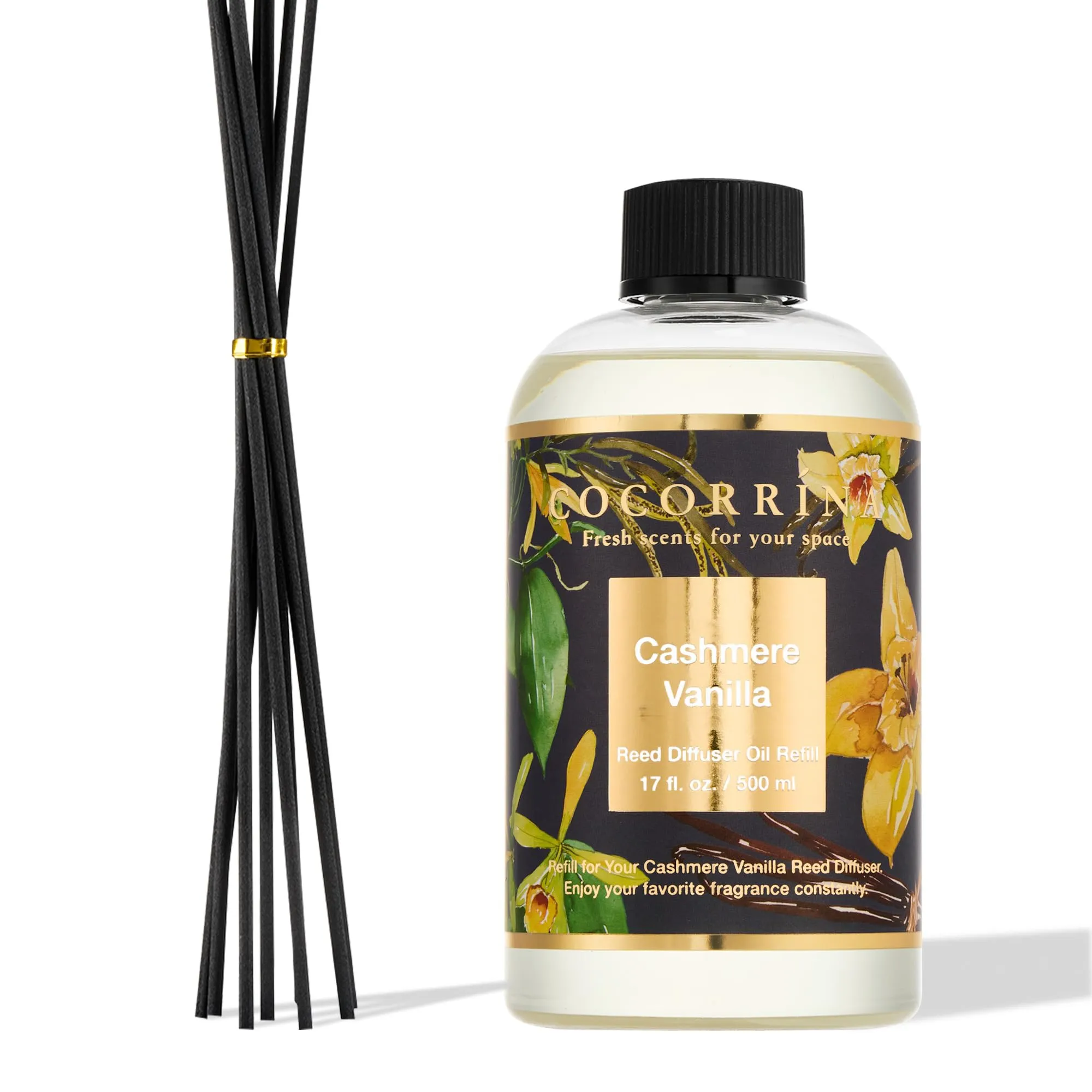 COCORRÍNA Ricarica Diffusore Ambiente Cashmere Vanilla, 500ml con 8 Bastoncini - immagine 1