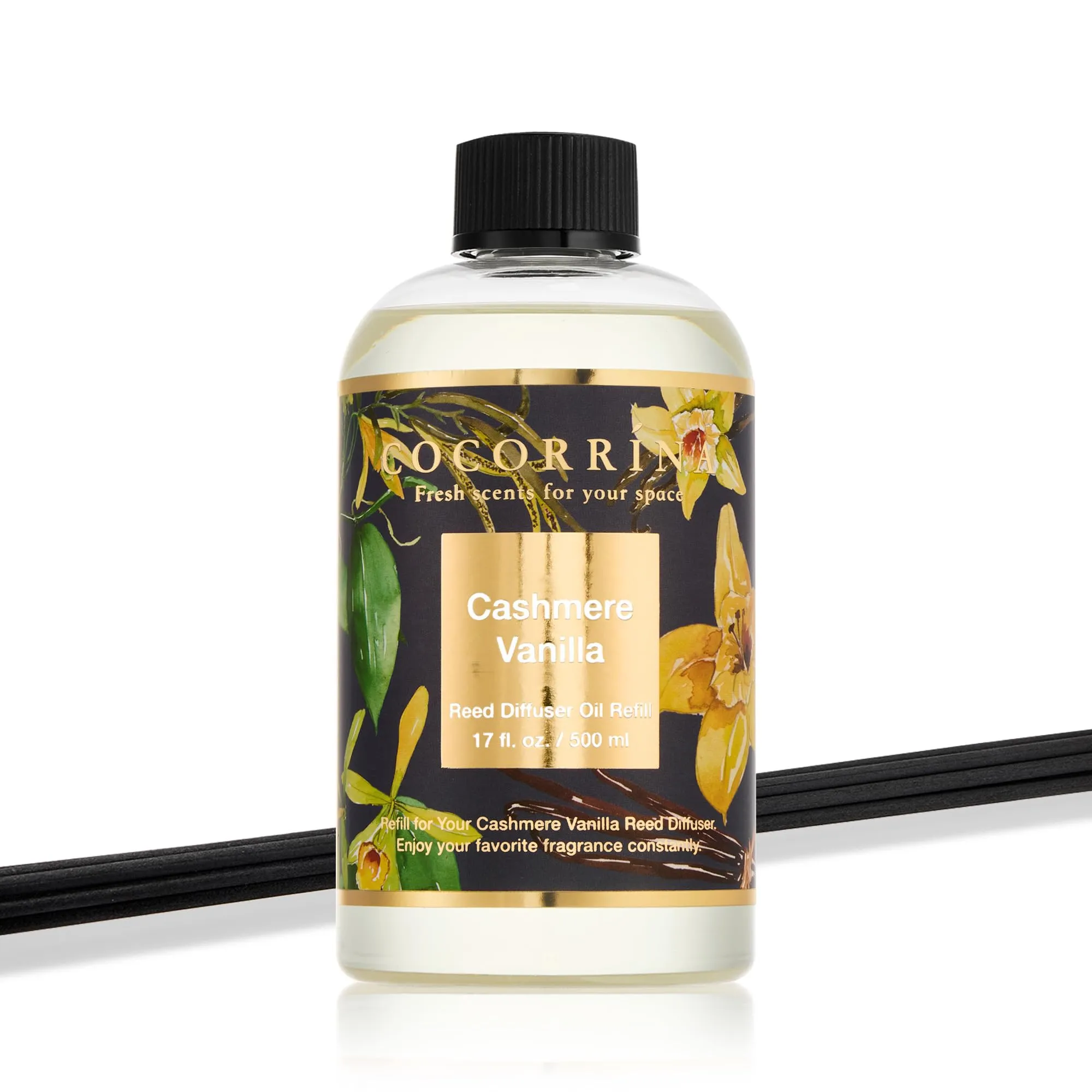 COCORRÍNA Ricarica Diffusore Ambiente Cashmere Vanilla, 500ml con 8 Bastoncini - immagine 2
