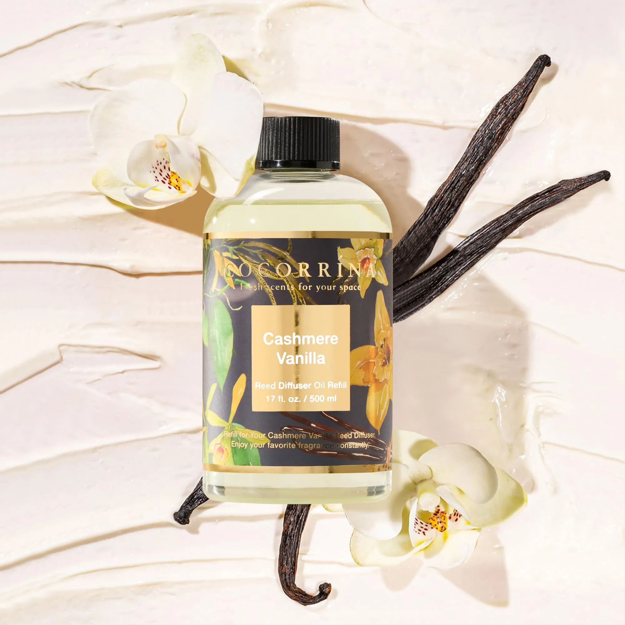 COCORRÍNA Ricarica Diffusore Ambiente Cashmere Vanilla, 500ml con 8 Bastoncini - immagine 4