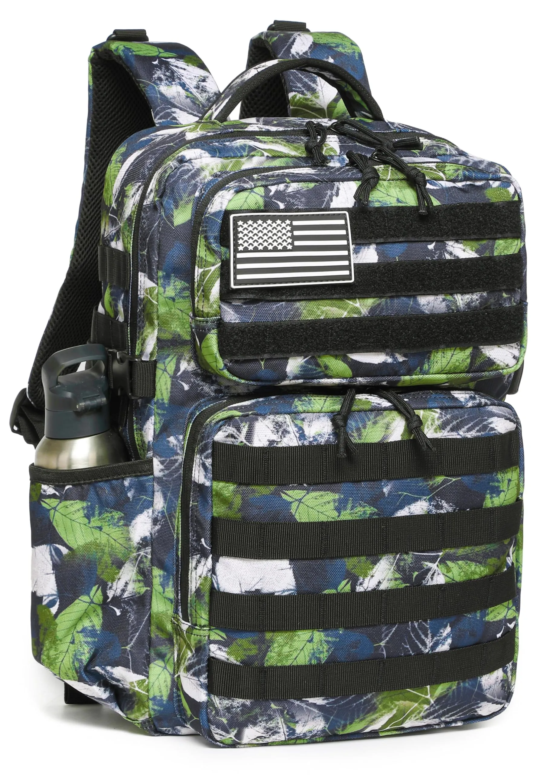 Wotony Zaino Tattico Militare Impermeabile 3 Giorni Assault Pack Molle, Foglie verdi, 25L - immagine 1
