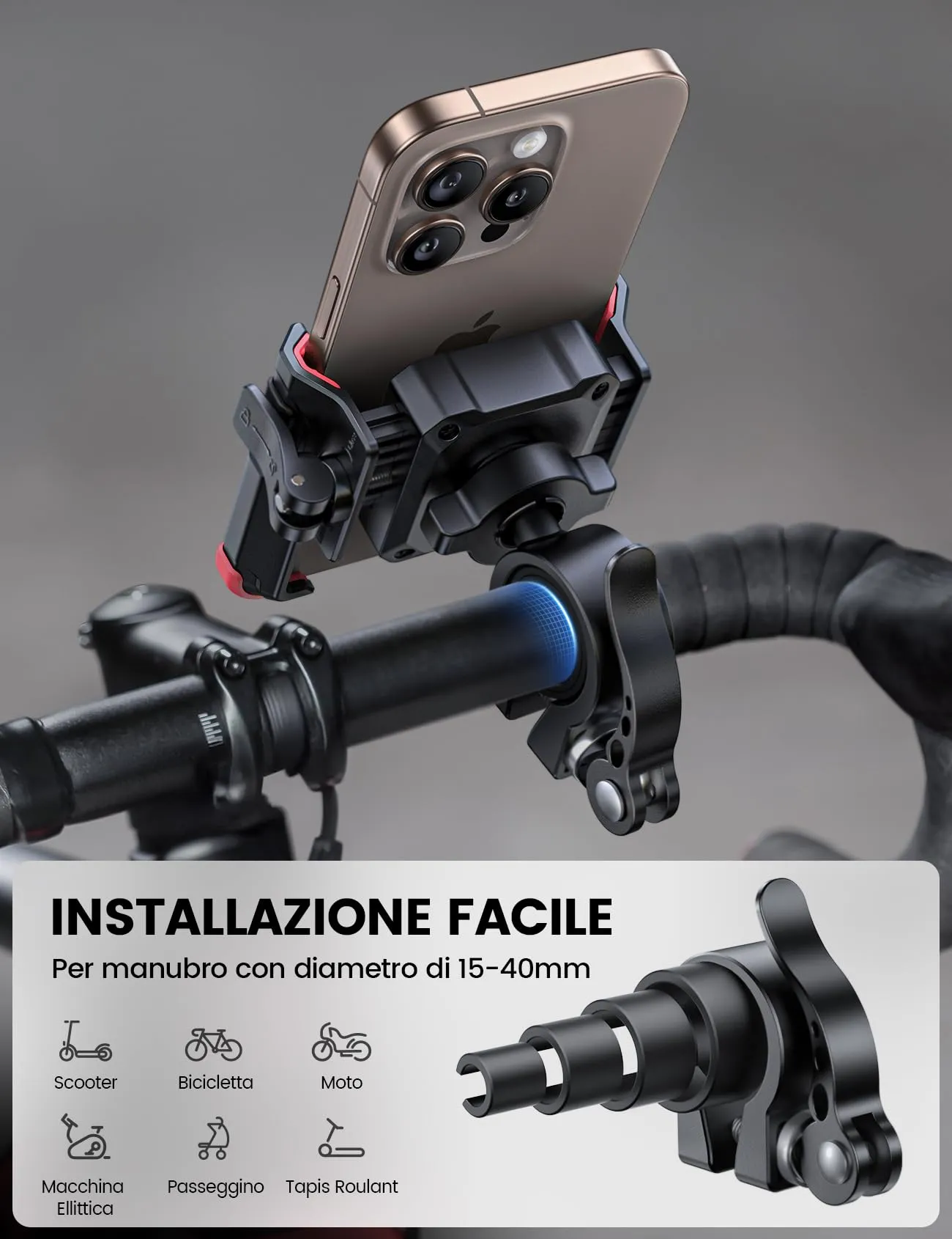 Lamicall Supporto Telefono Bicicletta 360° Rotazione - immagine 6