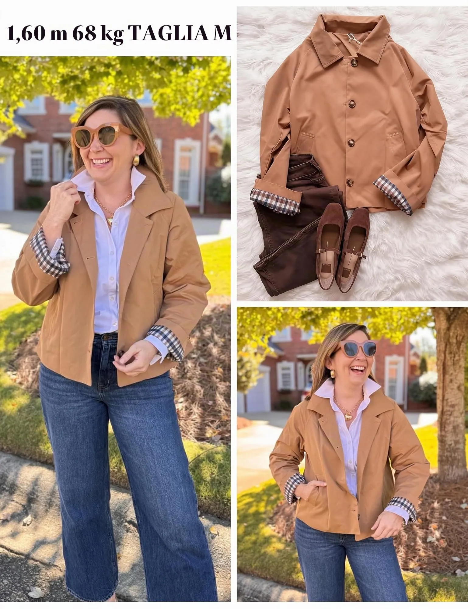 Dqbeng Giacca Corta da Donna in Stile Trench, Cammello, XS - immagine 5