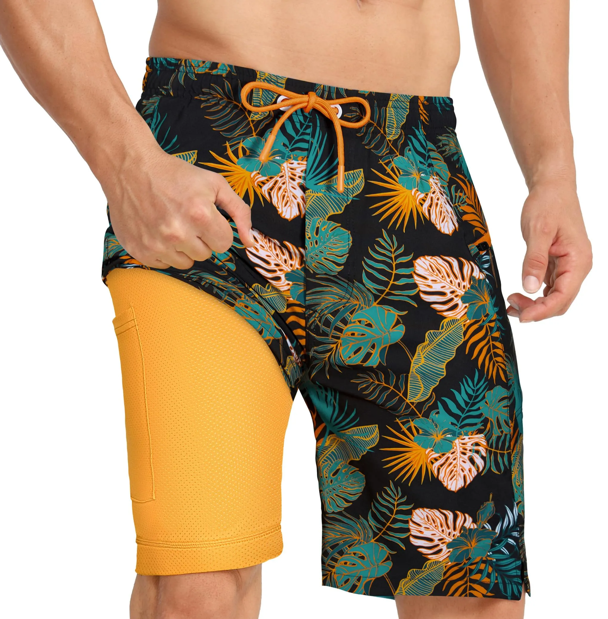APTRO Pantaloncini da bagno da uomo 2 in 1 con fodera a compressione, Retro Mk036, 3XL - immagine 1