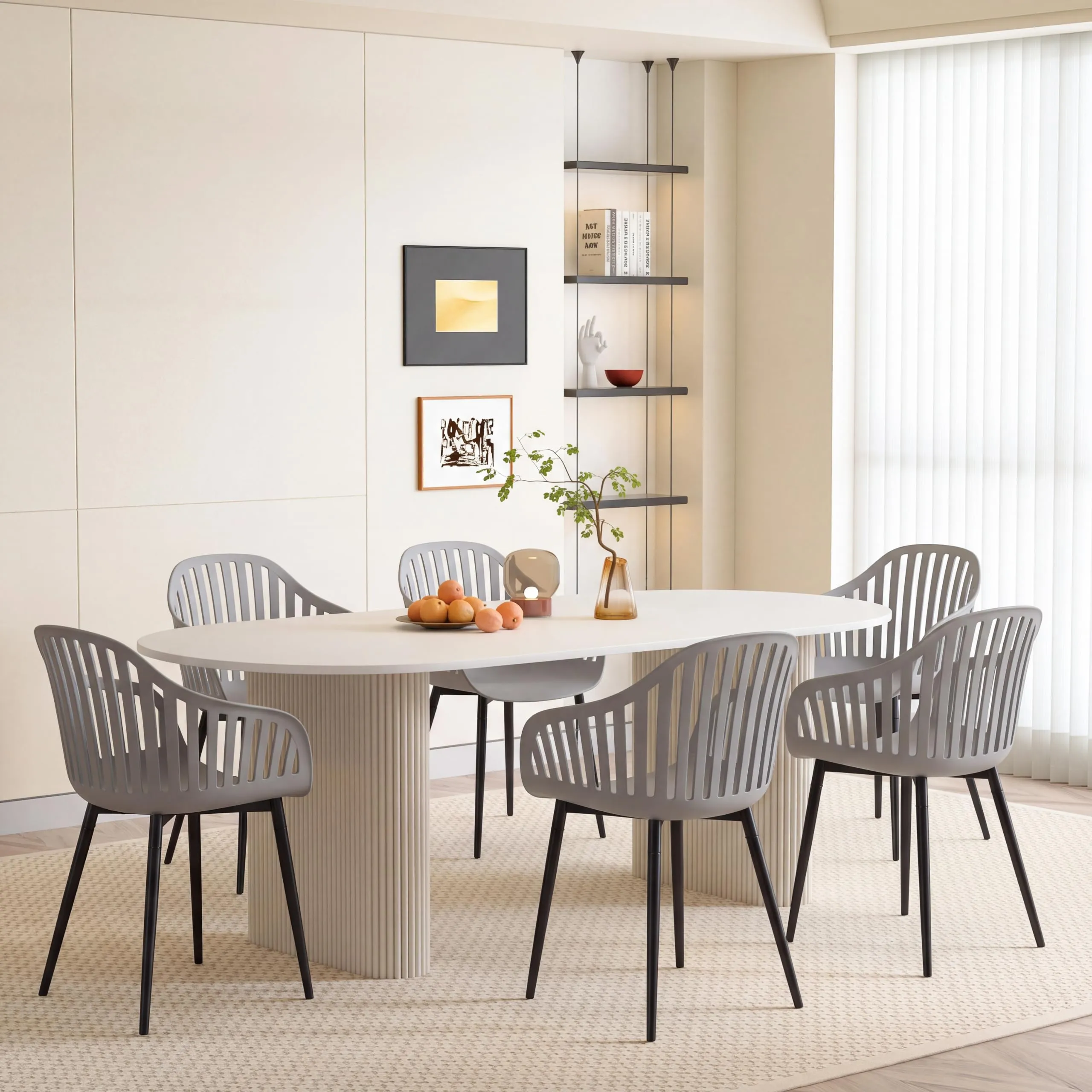 GrandCA HOME Set di 4 Sedie da Pranzo Moderne con Braccioli e Gambe in Metallo Nero, Grigio - immagine 7