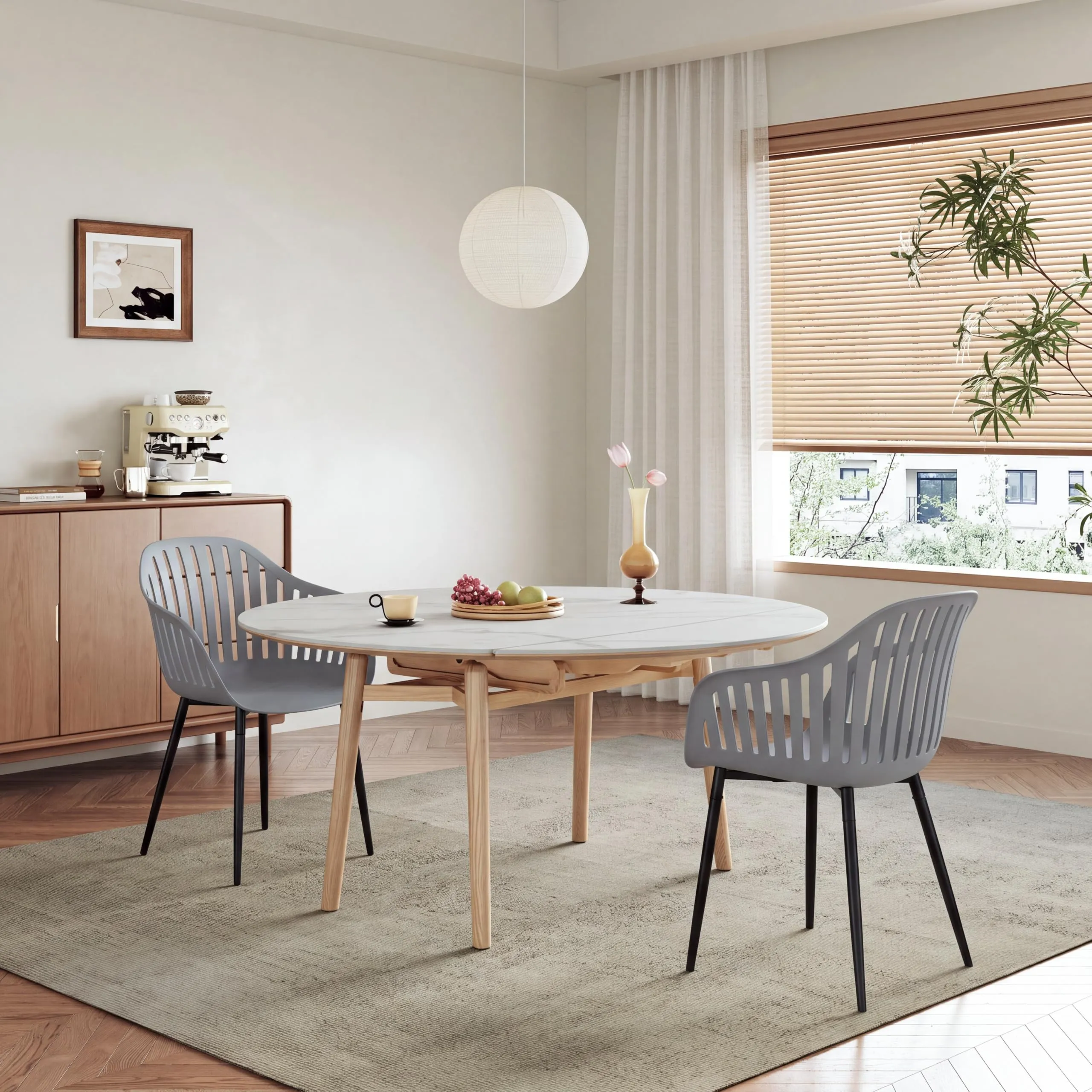 GrandCA HOME Set di 4 Sedie da Pranzo Moderne con Braccioli e Gambe in Metallo Nero, Grigio - immagine 8