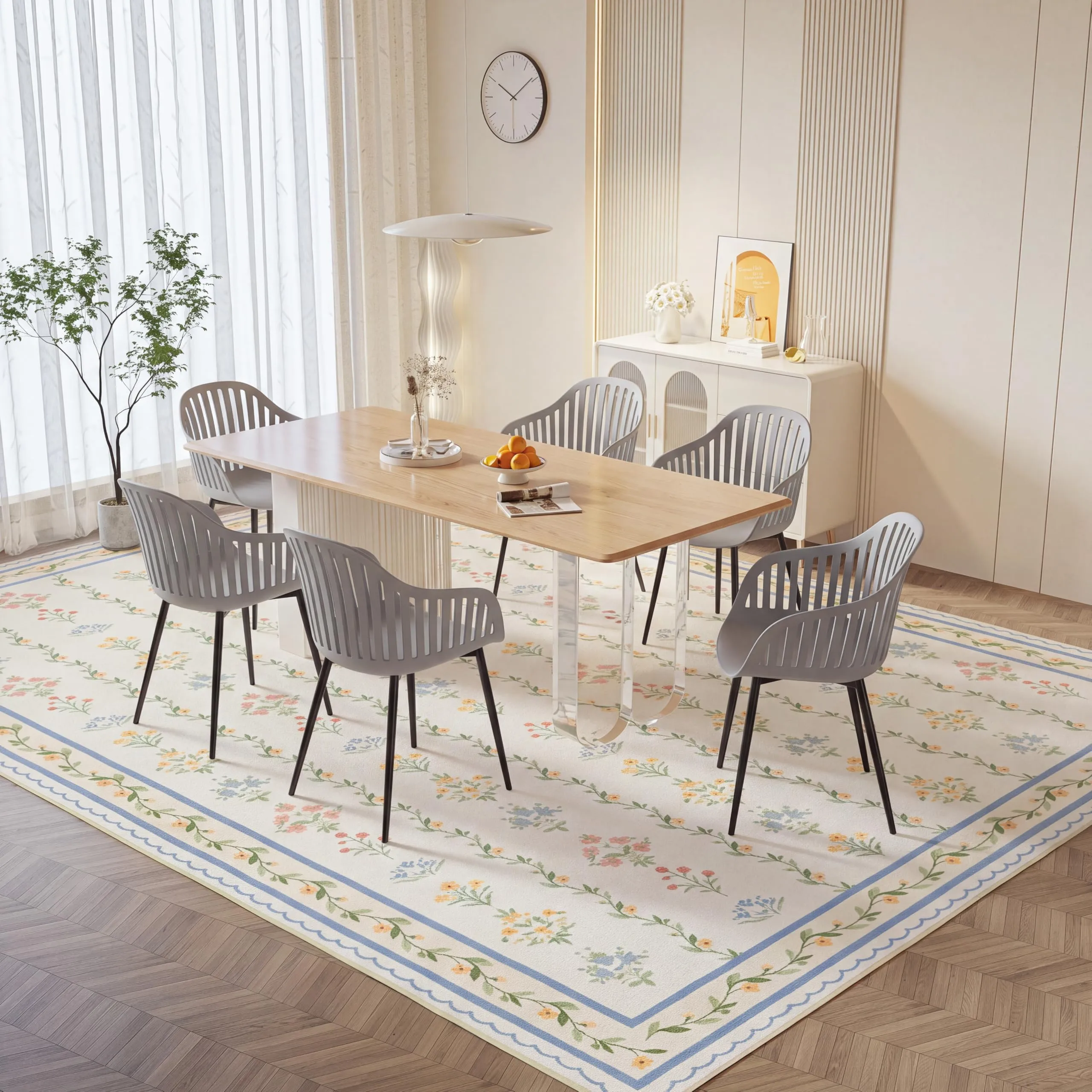GrandCA HOME Set di 4 Sedie da Pranzo Moderne con Braccioli e Gambe in Metallo Nero, Grigio - immagine 9