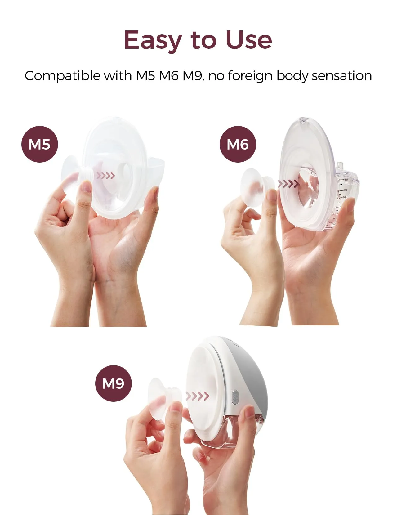 Momcozy Inserti per Flangia 17 mm in Silicone per Tiralatte M5 Smart, M6, M9, Confezione da 4 (da 24 mm a 17 mm) - immagine 3