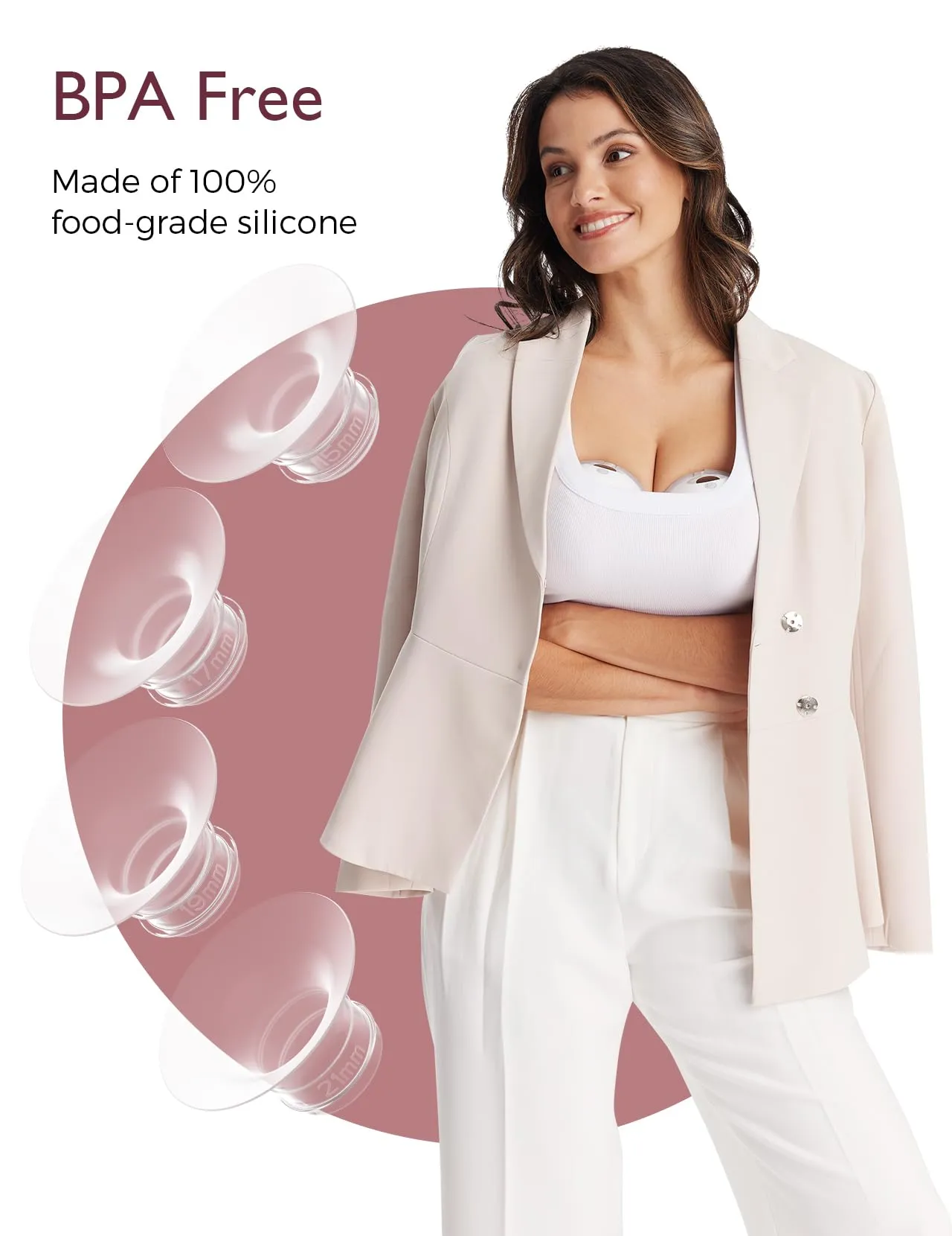 Momcozy Inserti per Flangia 17 mm in Silicone per Tiralatte M5 Smart, M6, M9, Confezione da 4 (da 24 mm a 17 mm) - immagine 4