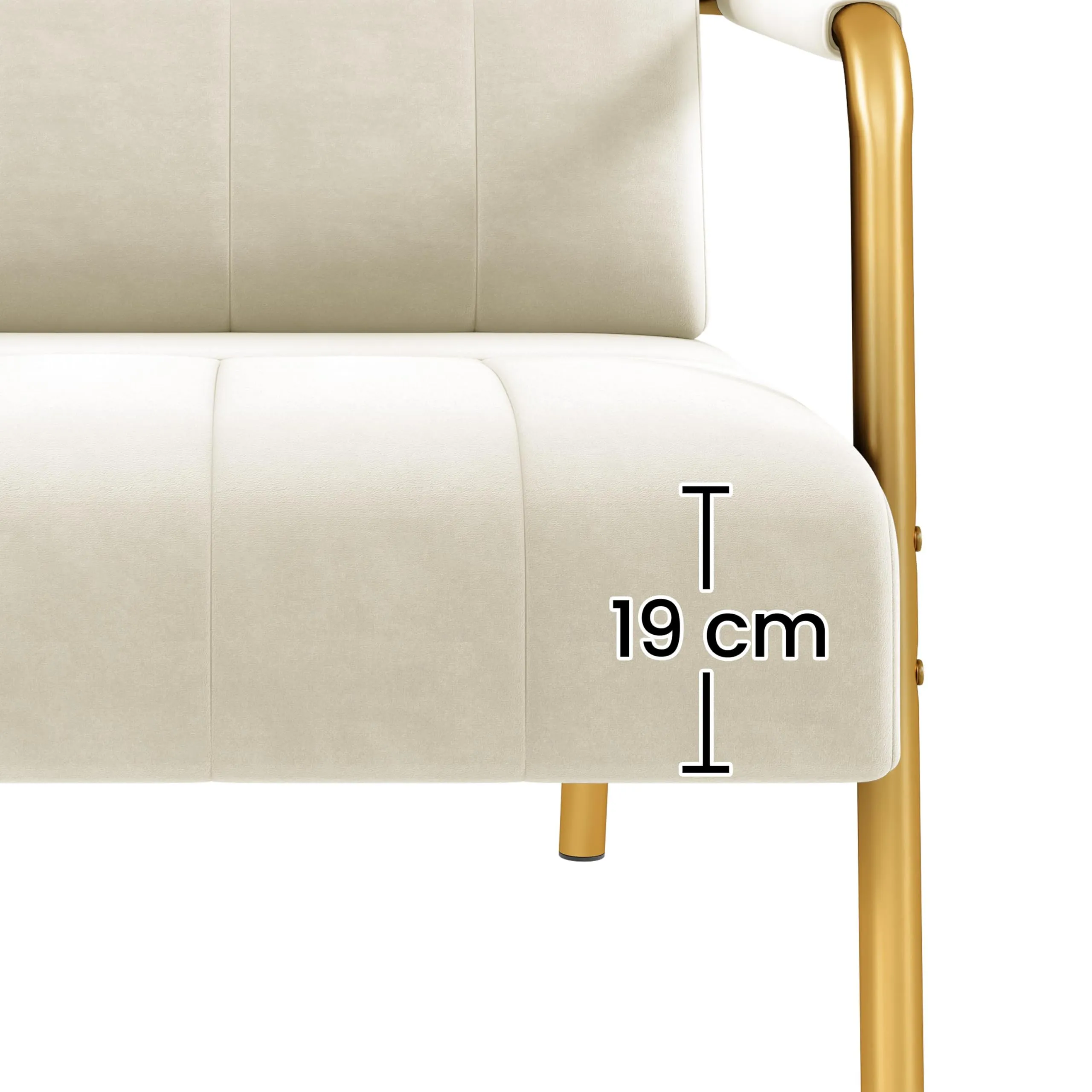 Yaheetech Divano a 2 Posti in Velluto con Braccioli, Beige - immagine 8
