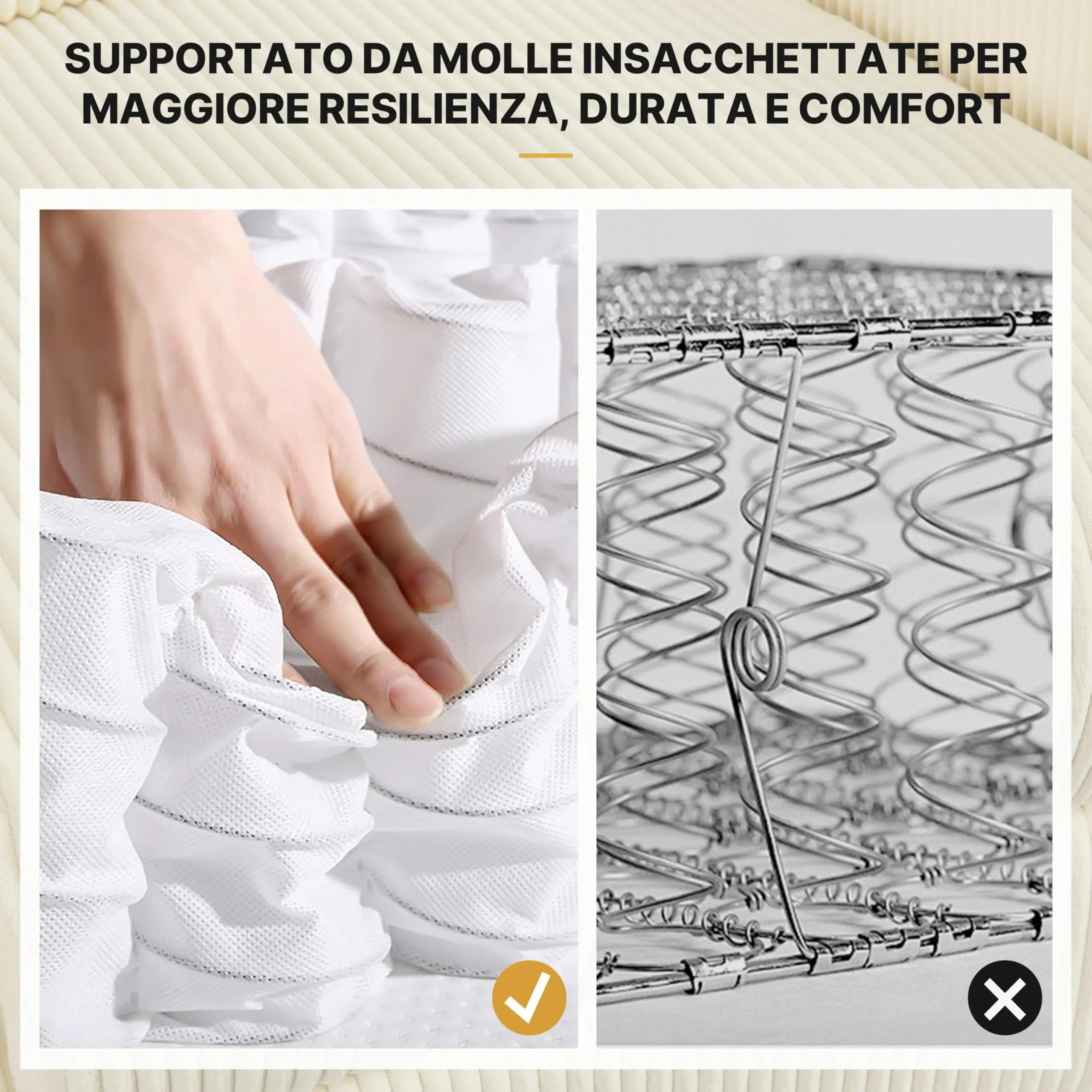 Yaheetech Poltrona Relax Reclinabile con Poggiapiedi, Beige - immagine 8