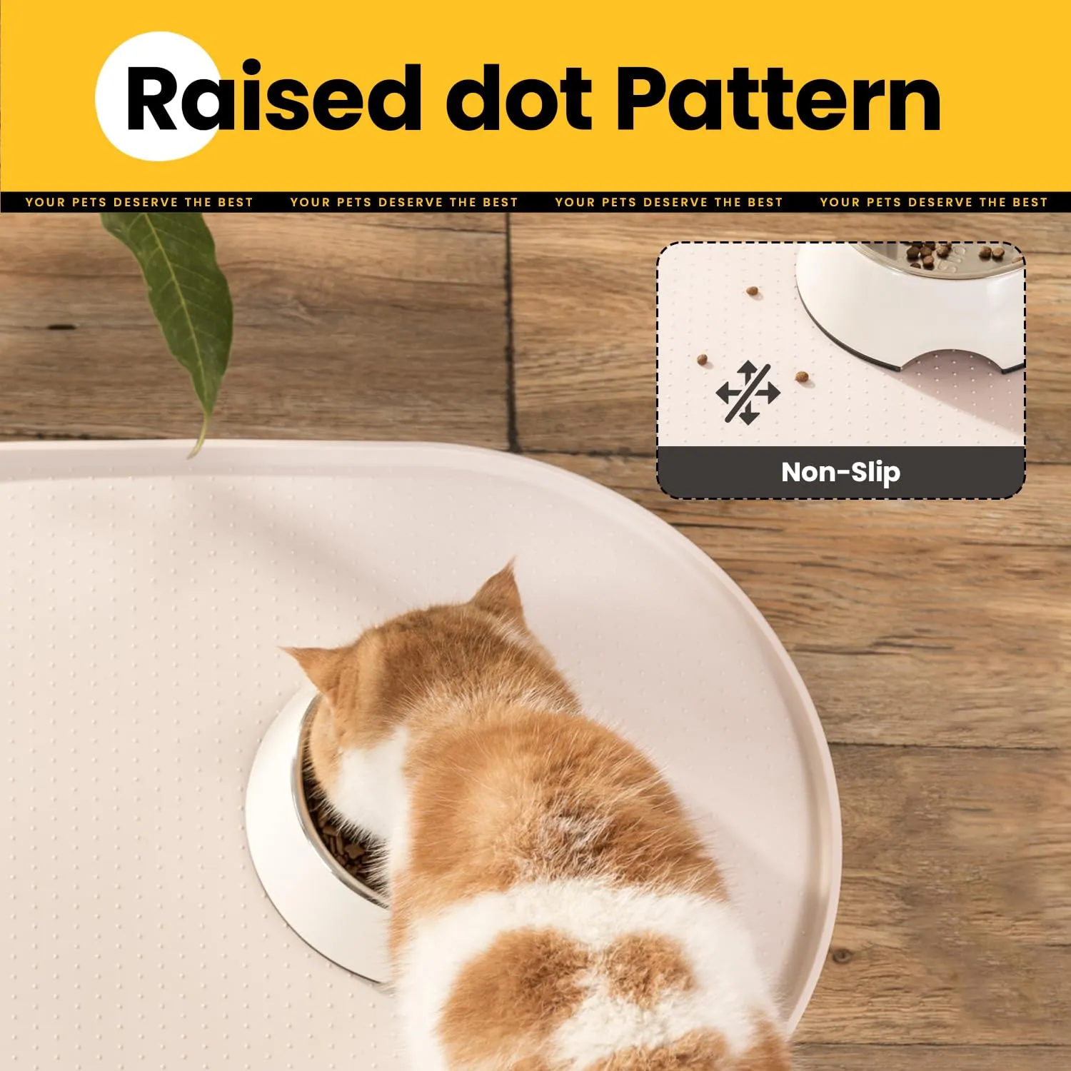 Conlun Tappetino per Ciotole Cane e Gatto in Silicone senza BPA con Bordi Rialzati, Taupe, 81x51 cm - immagine 7