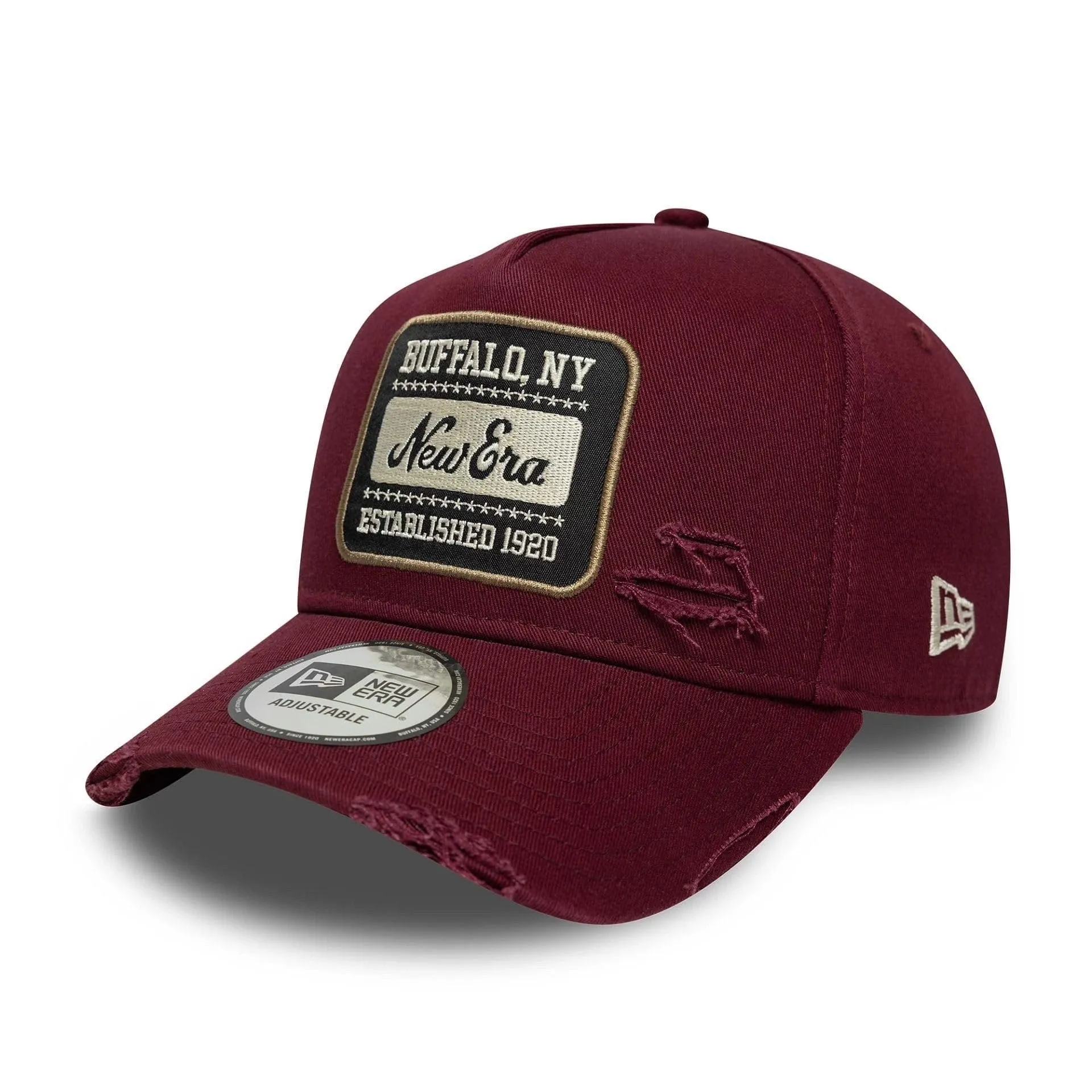 New Era 9Forty E-Frame Distressed Patch Cap - Rosso Bordeaux - immagine 1
