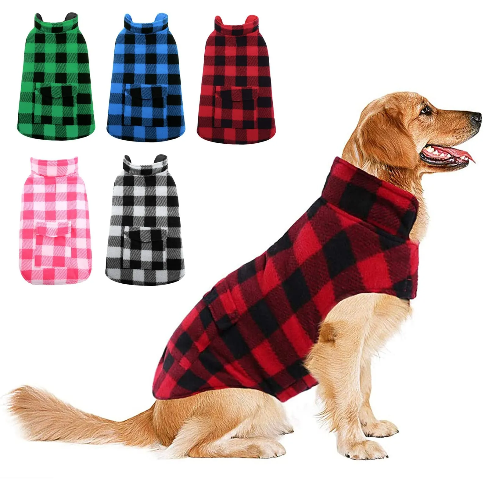 ASENKU Cappotto Cane Impermeabile Invernale Reversibile Antivento con Fodera in Lana, Taglia L, Rosso - immagine 1